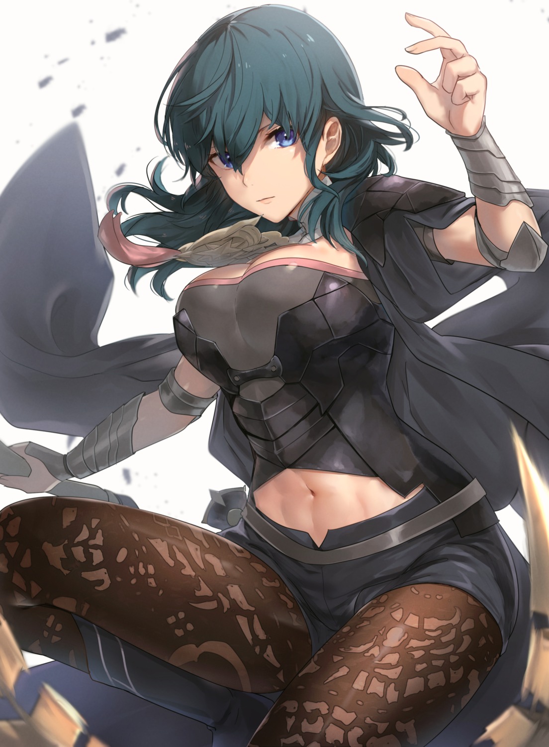 armor byleth_(fire_emblem) cleavage fire_emblem fire_emblem_three_houses haru_(nakajou-28) pantyhose weapon