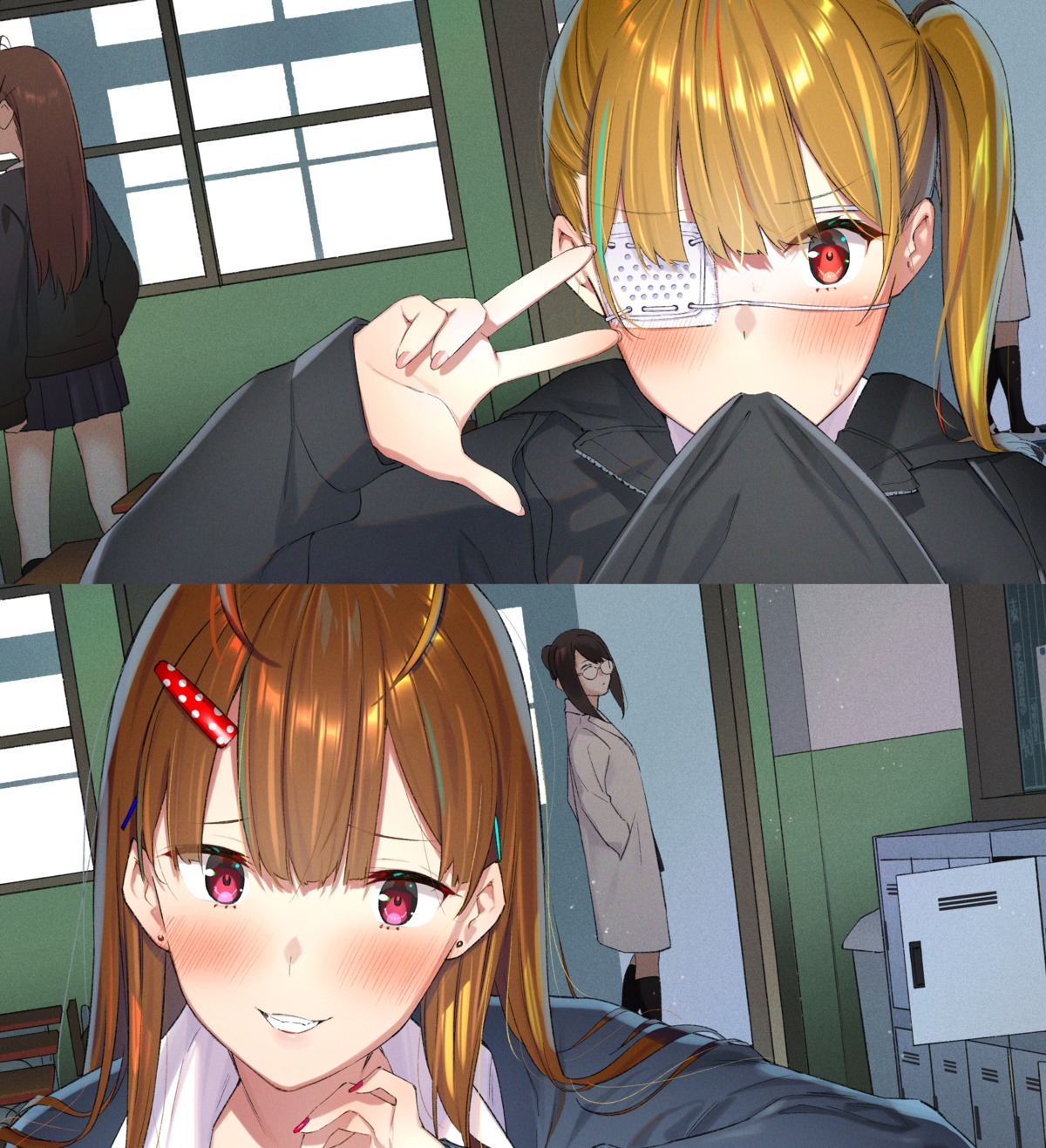 eyepatch megane seifuku sweater touyama_eight