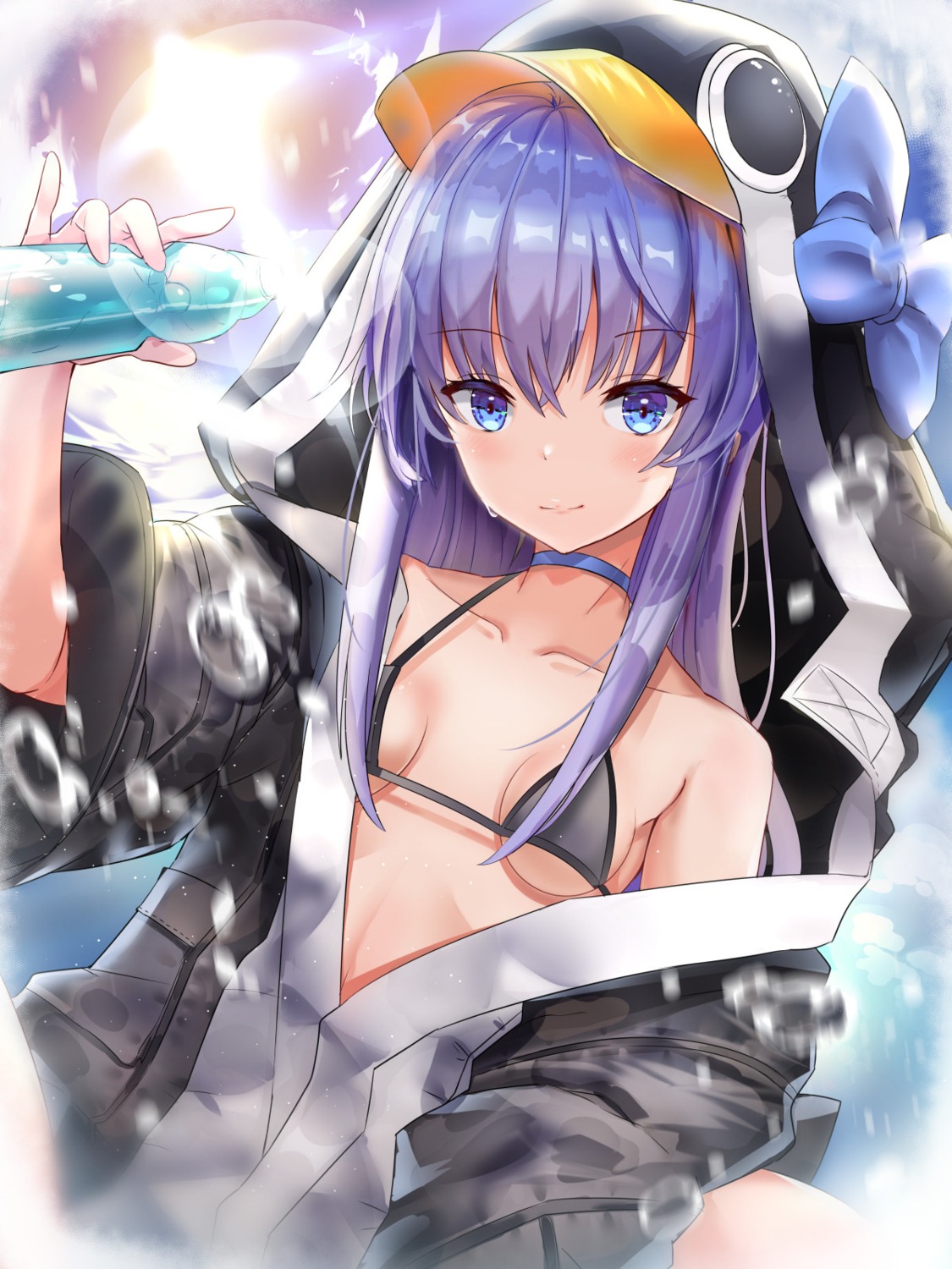 bikini_top fate/grand_order matsumura_(pixiv6147269) meltryllis open_shirt penguin swimsuits