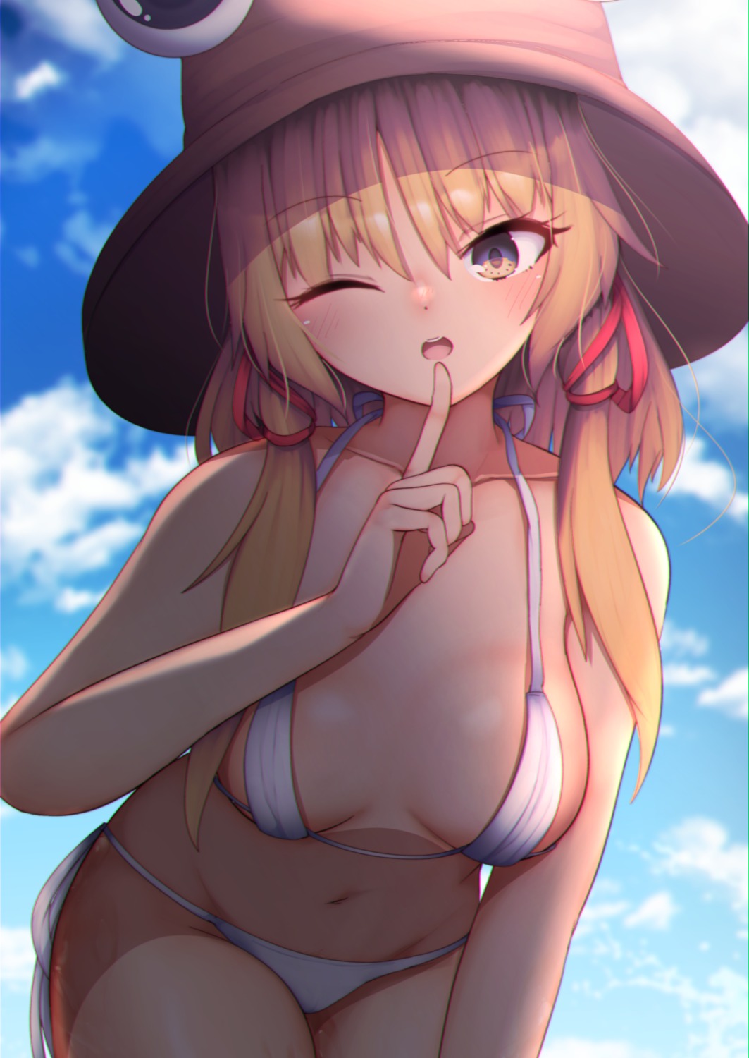 bikini darumoon moriya_suwako swimsuits touhou wet