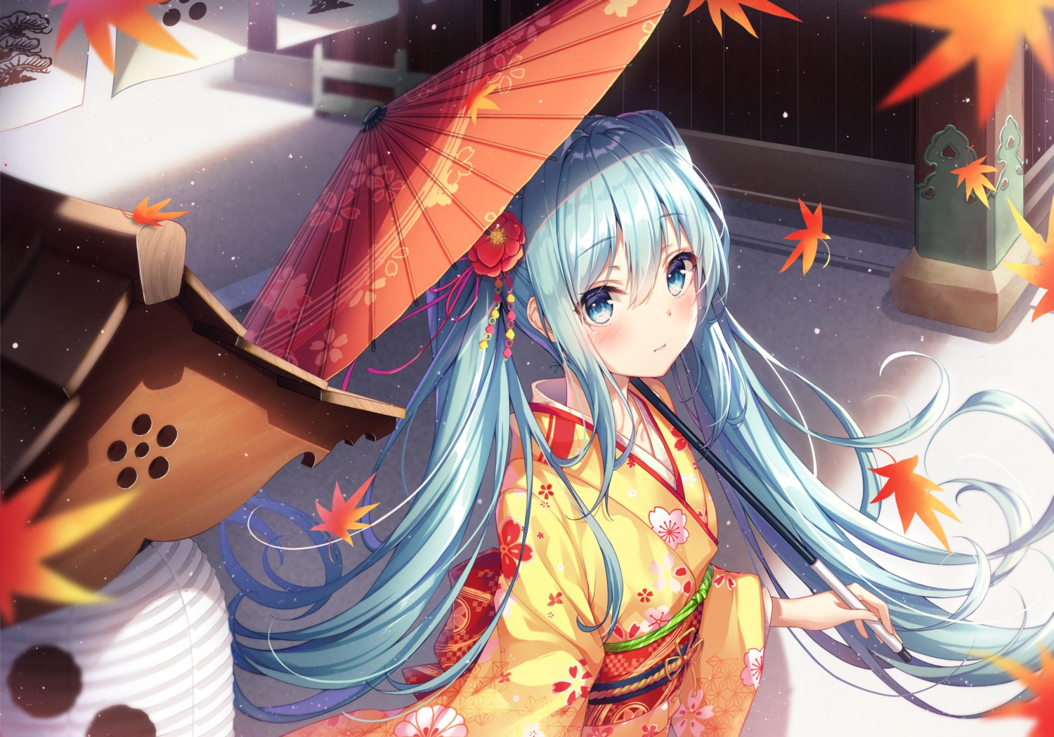 dangmyo hatsune_miku kimono kyoto_nippon_festival umbrella vocaloid