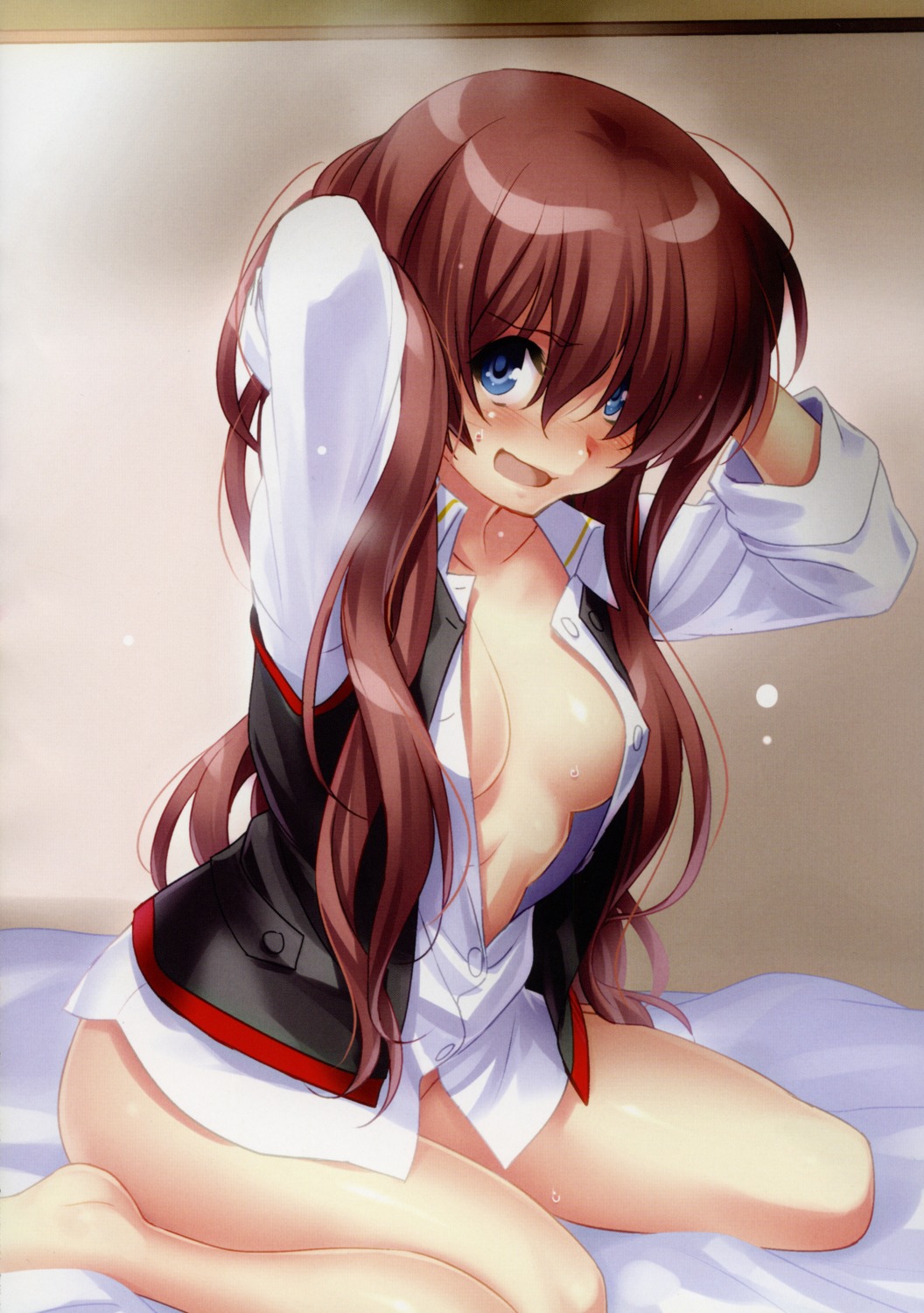 a-chan_senpai bottomless little_busters! no_bra open_shirt seifuku undressing zen