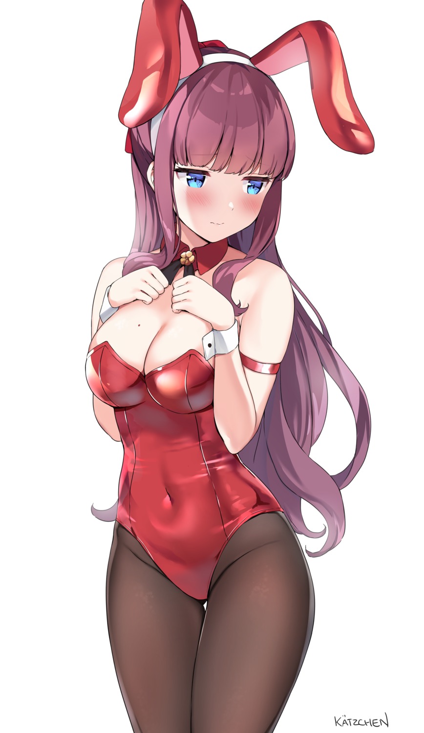 animal_ears bunny_ears bunny_girl cleavage kaetzchen new_game! no_bra pantyhose takimoto_hifumi