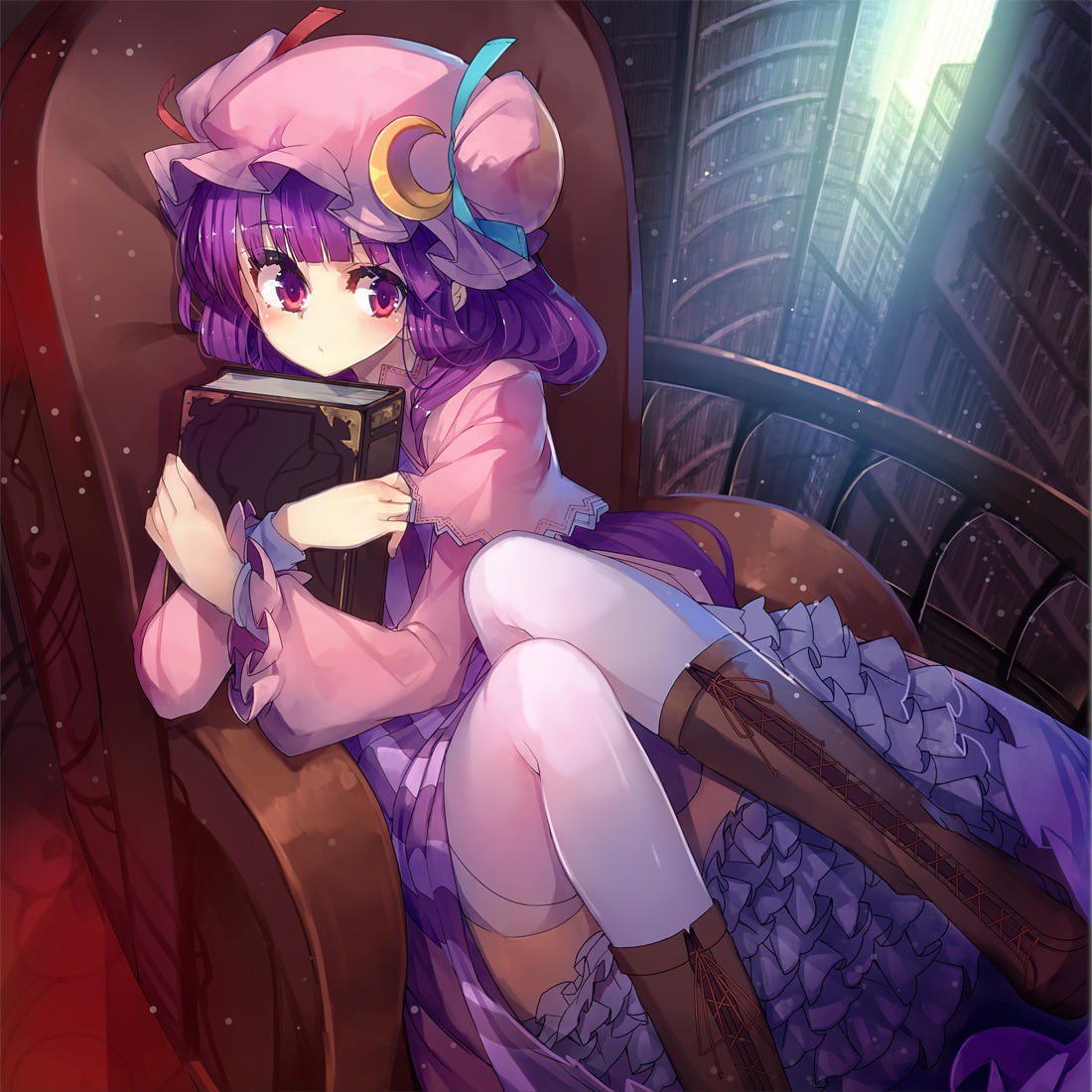 dress patchouli_knowledge thighhighs touhou ukyo_rst
