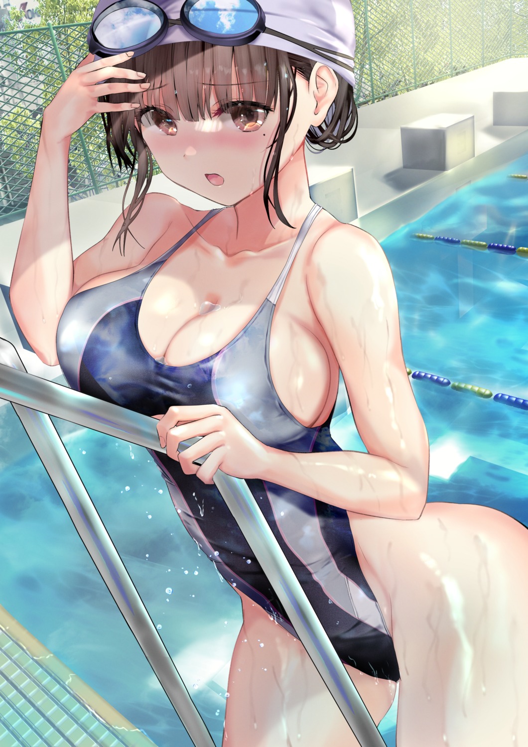 cleavage ogata_tei swimsuits wet