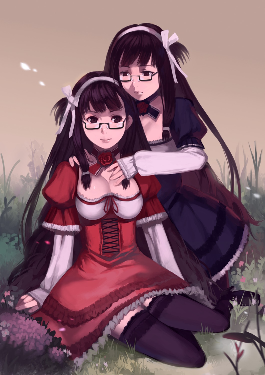 cleavage dress megane thighhighs yykuaixian