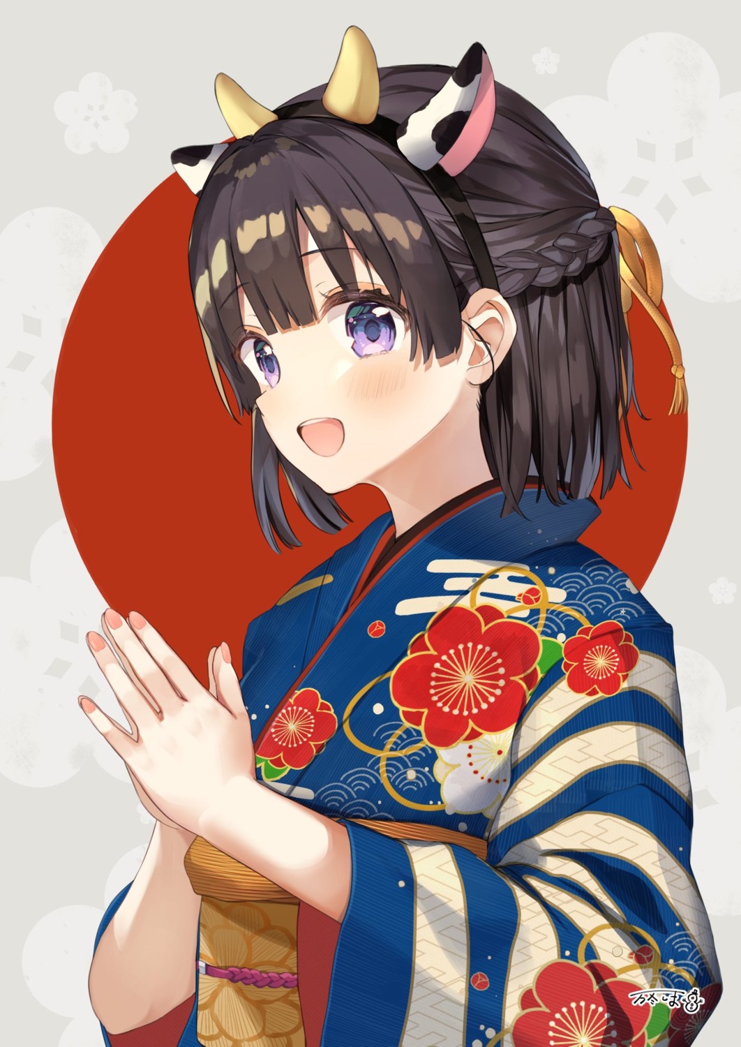 animal_ears horns kimono mafuyu_shima