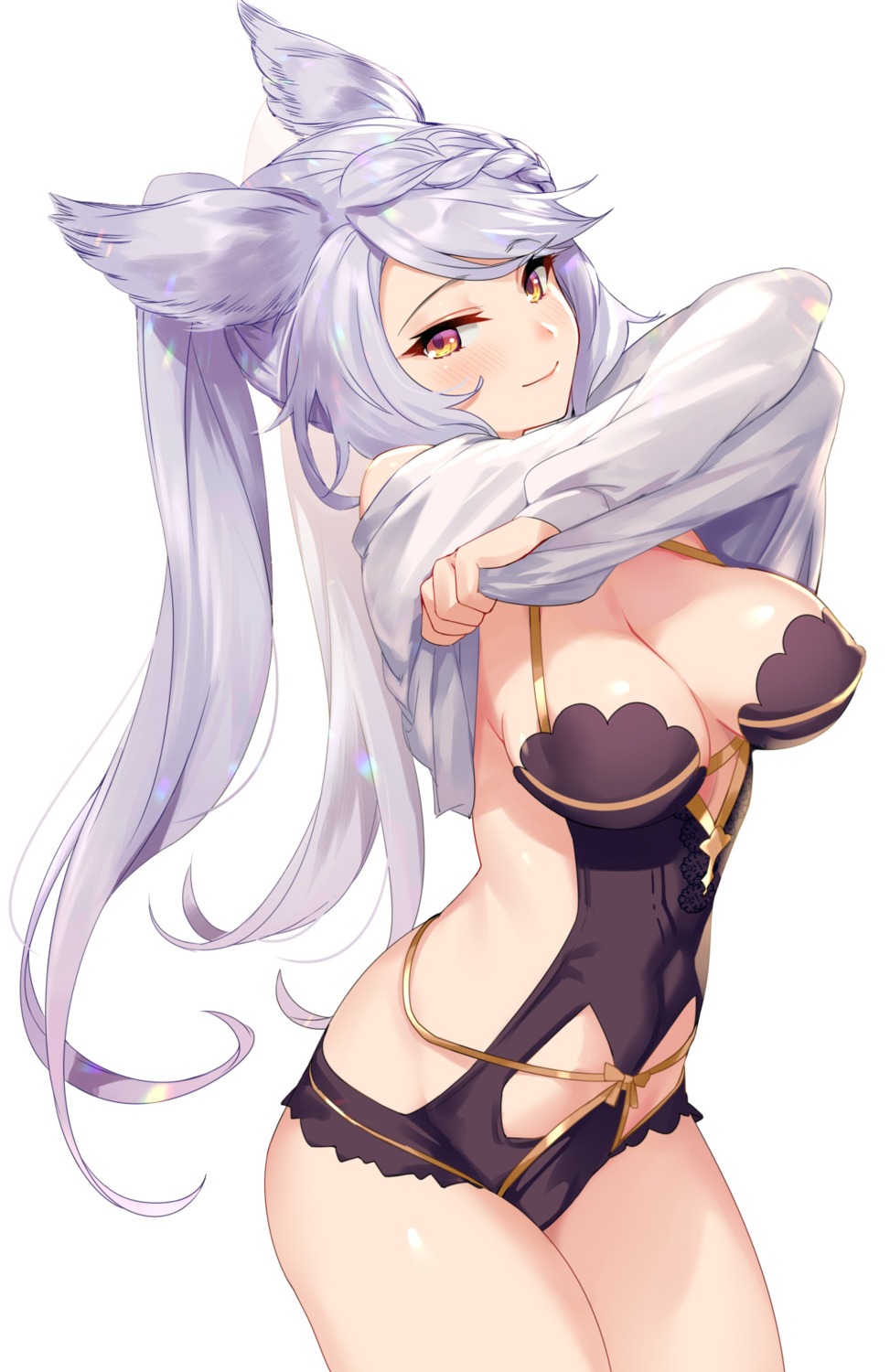 aki663 animal_ears fraux granblue_fantasy swimsuits undressing