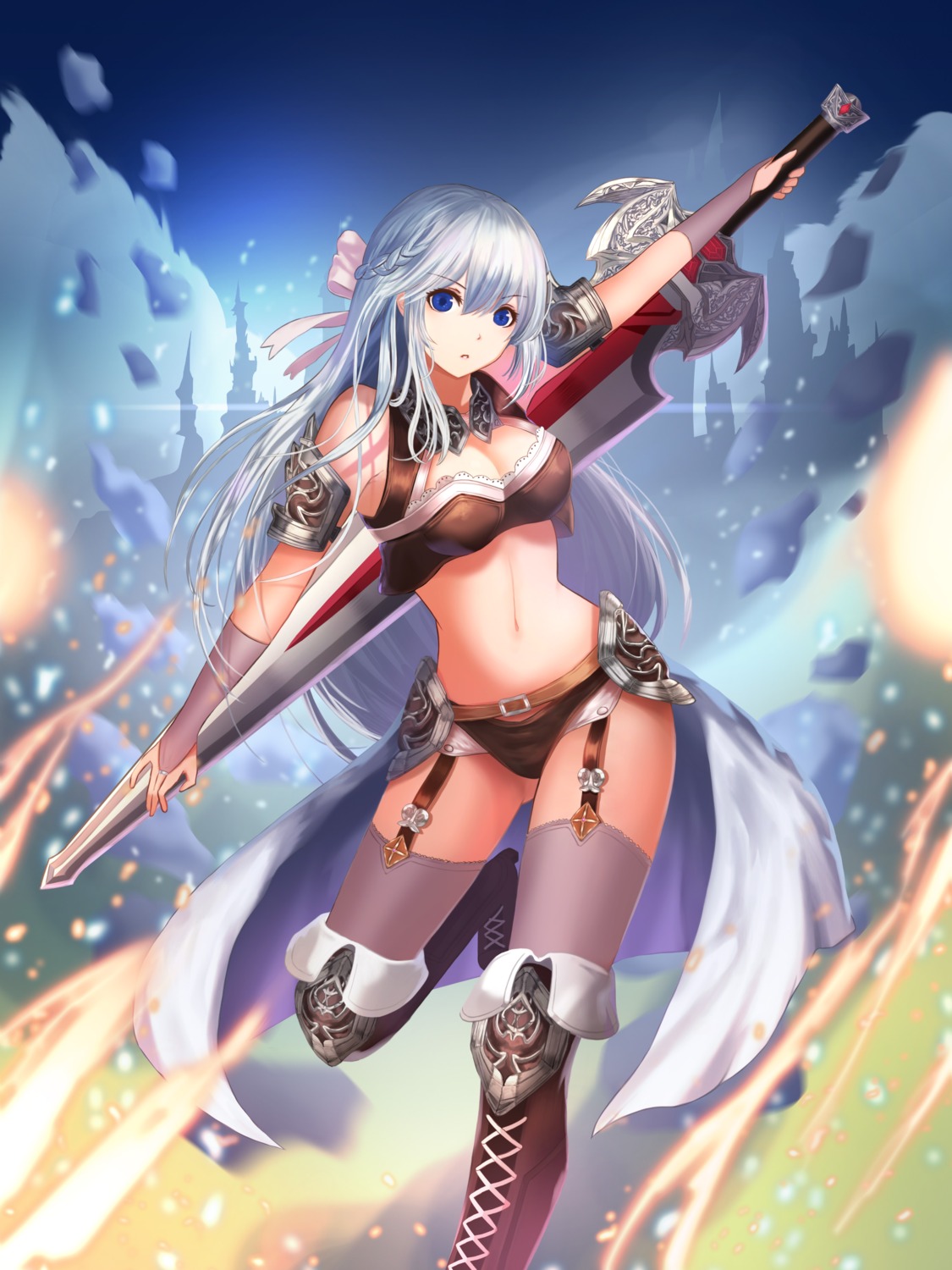 armor bikini_armor cleavage gya_(144) sword thighhighs