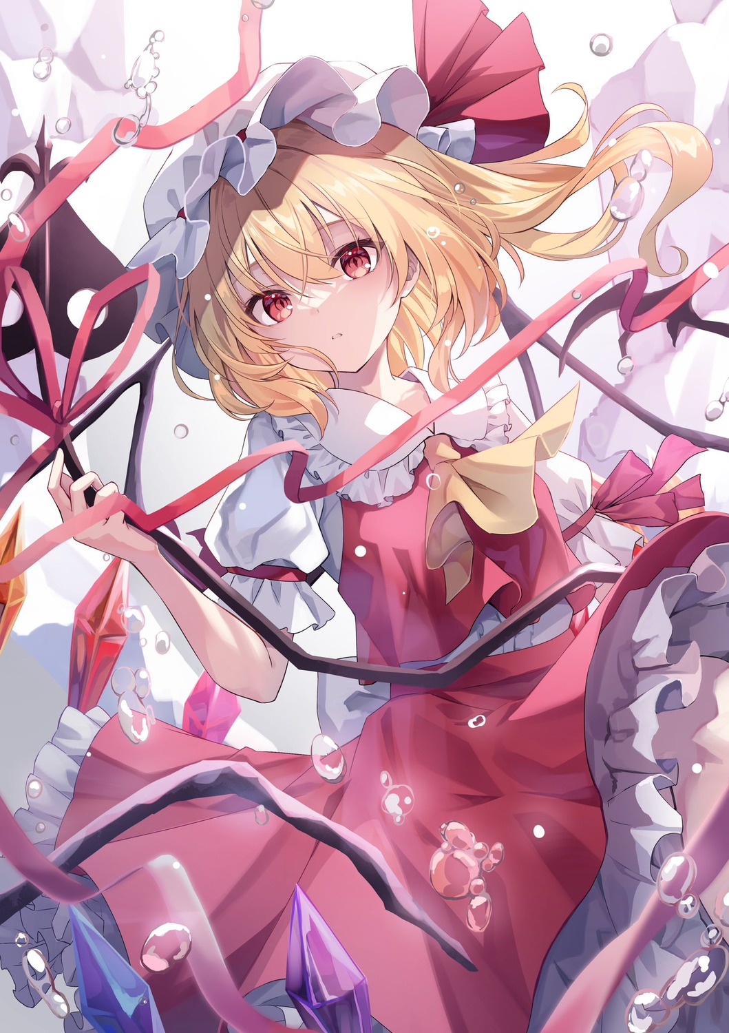 flandre_scarlet kure~pu skirt_lift touhou wings