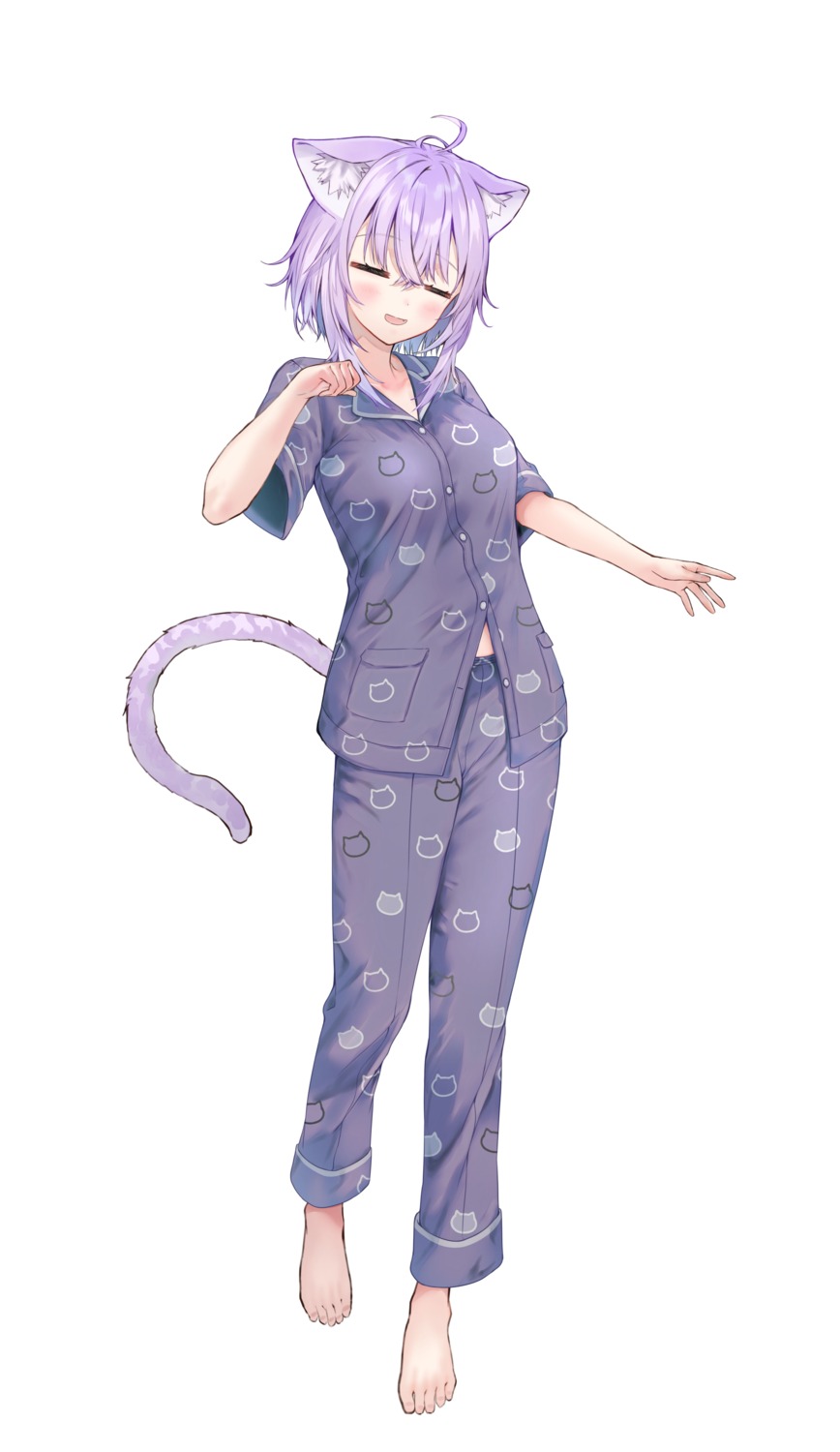 animal_ears entergram hanekoto hololive hololive_gamers nekomata_okayu nekomimi okayunyumu! pajama tail