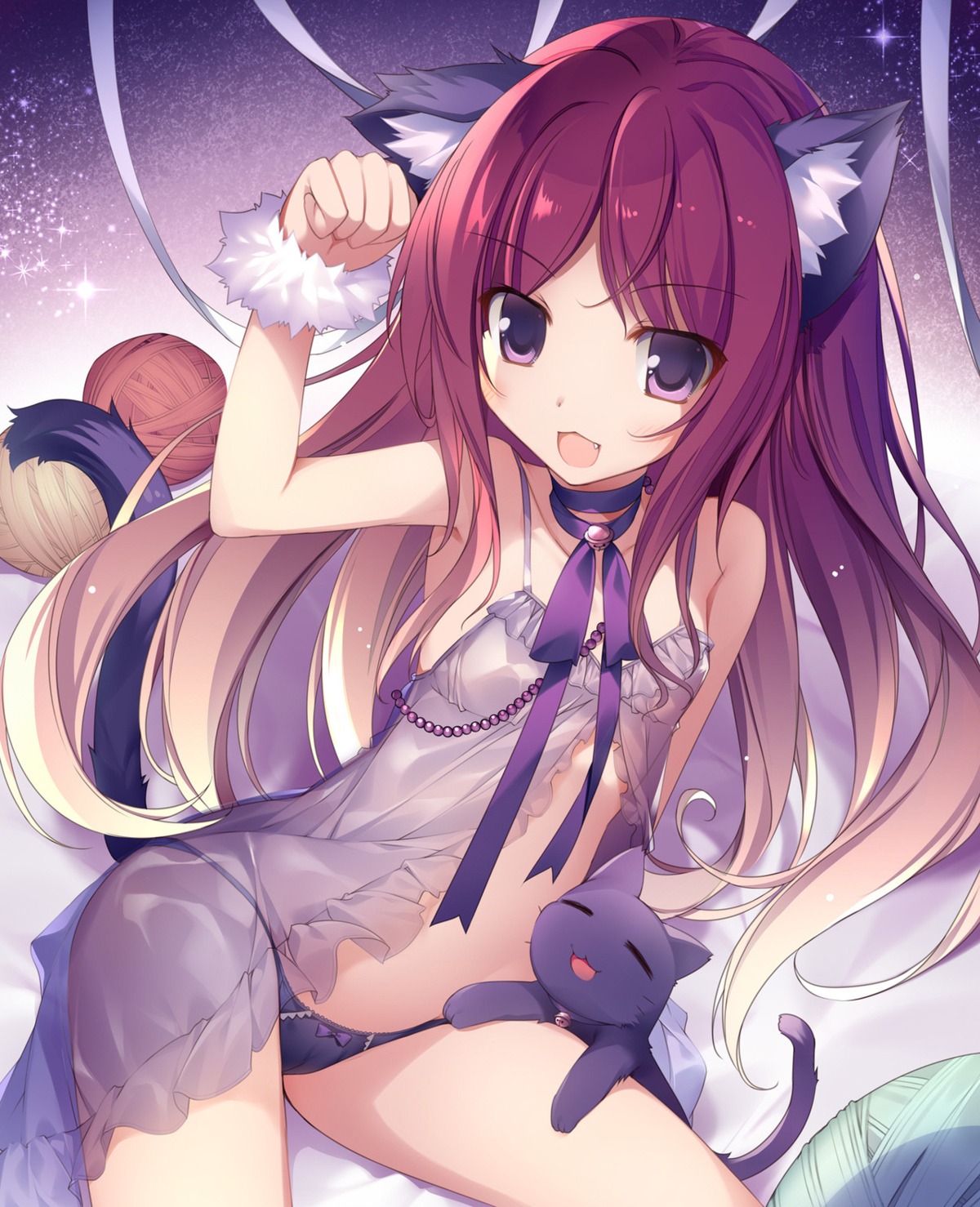 animal_ears karory lingerie loli neko nekomimi pantsu see_through tail