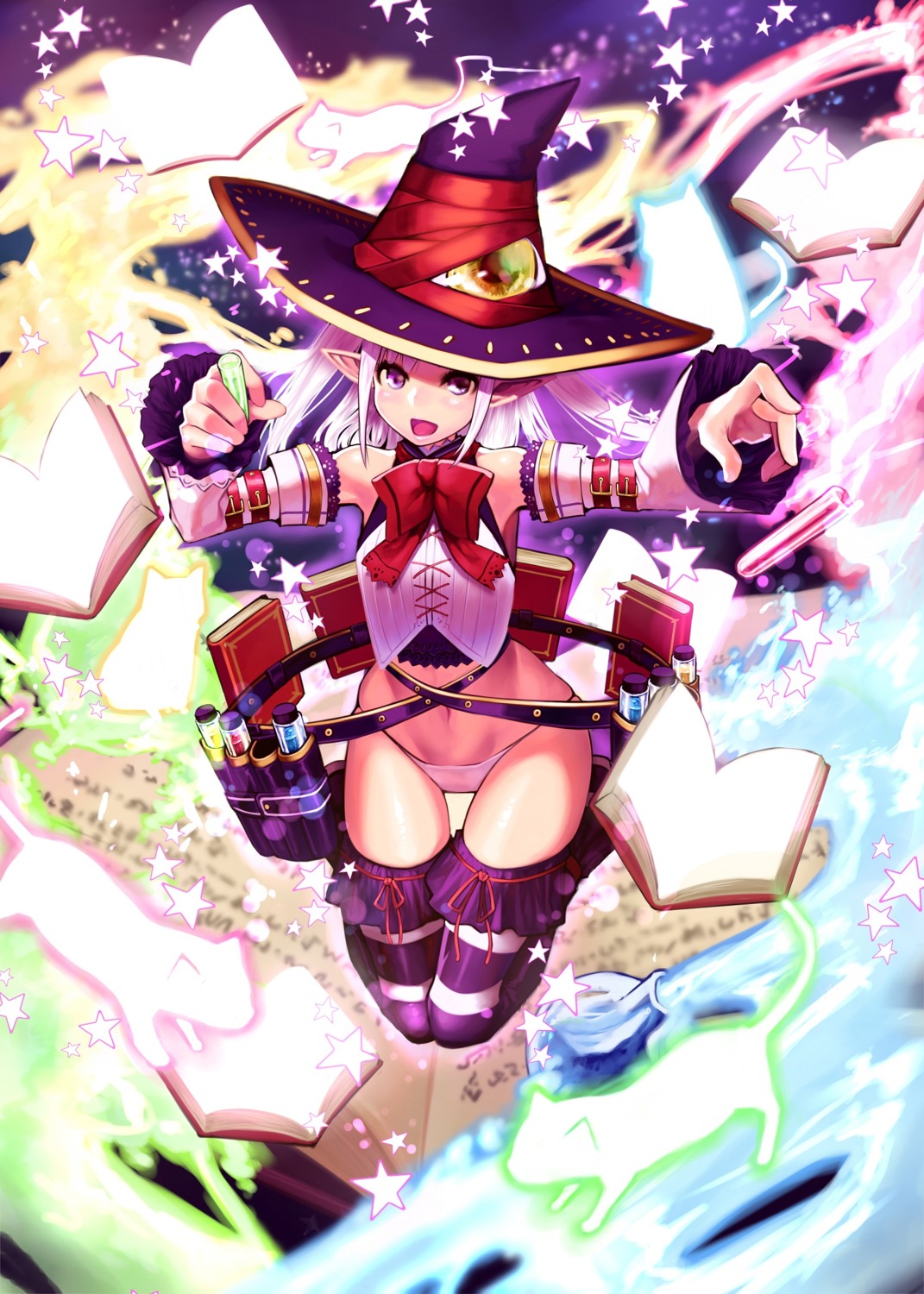 doku-chan_(dokkudokudoku) million_arthur_irakon_ken pantsu pointy_ears thighhighs witch