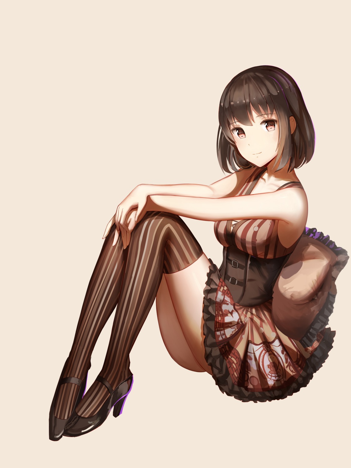 dress heels red_flowers thighhighs