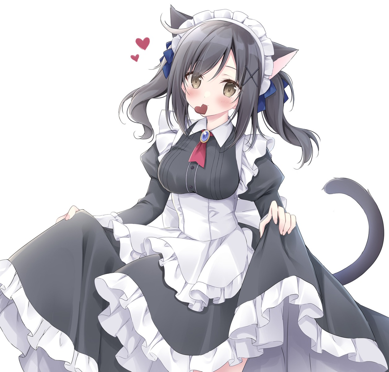 animal_ears korie_riko maid nekomimi skirt_lift tail valentine