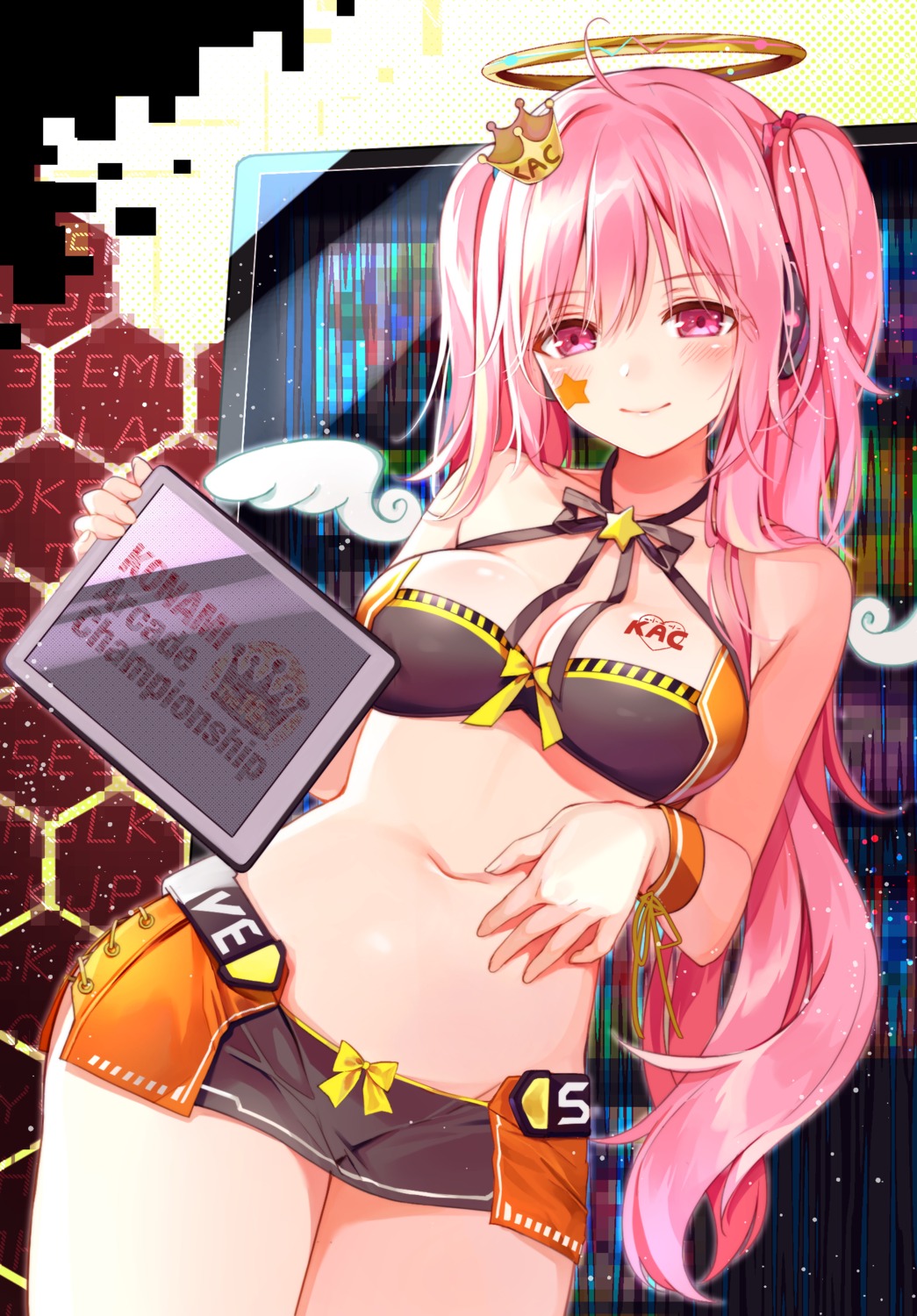 angel bra cleavage rasis samayoi sound_voltex tattoo wings