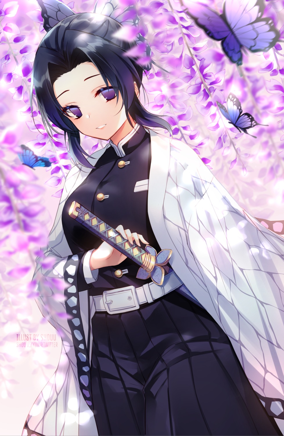 japanese_clothes kimetsu_no_yaiba kochou_shinobu shouu-kun sword uniform