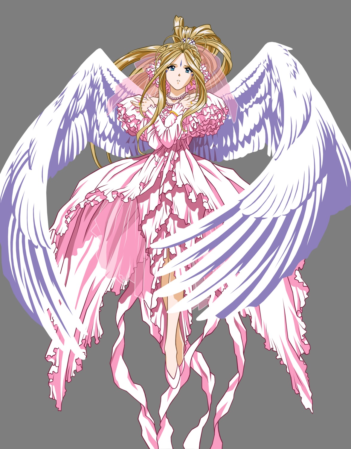 ah_my_goddess belldandy dress transparent_png vector_trace wings