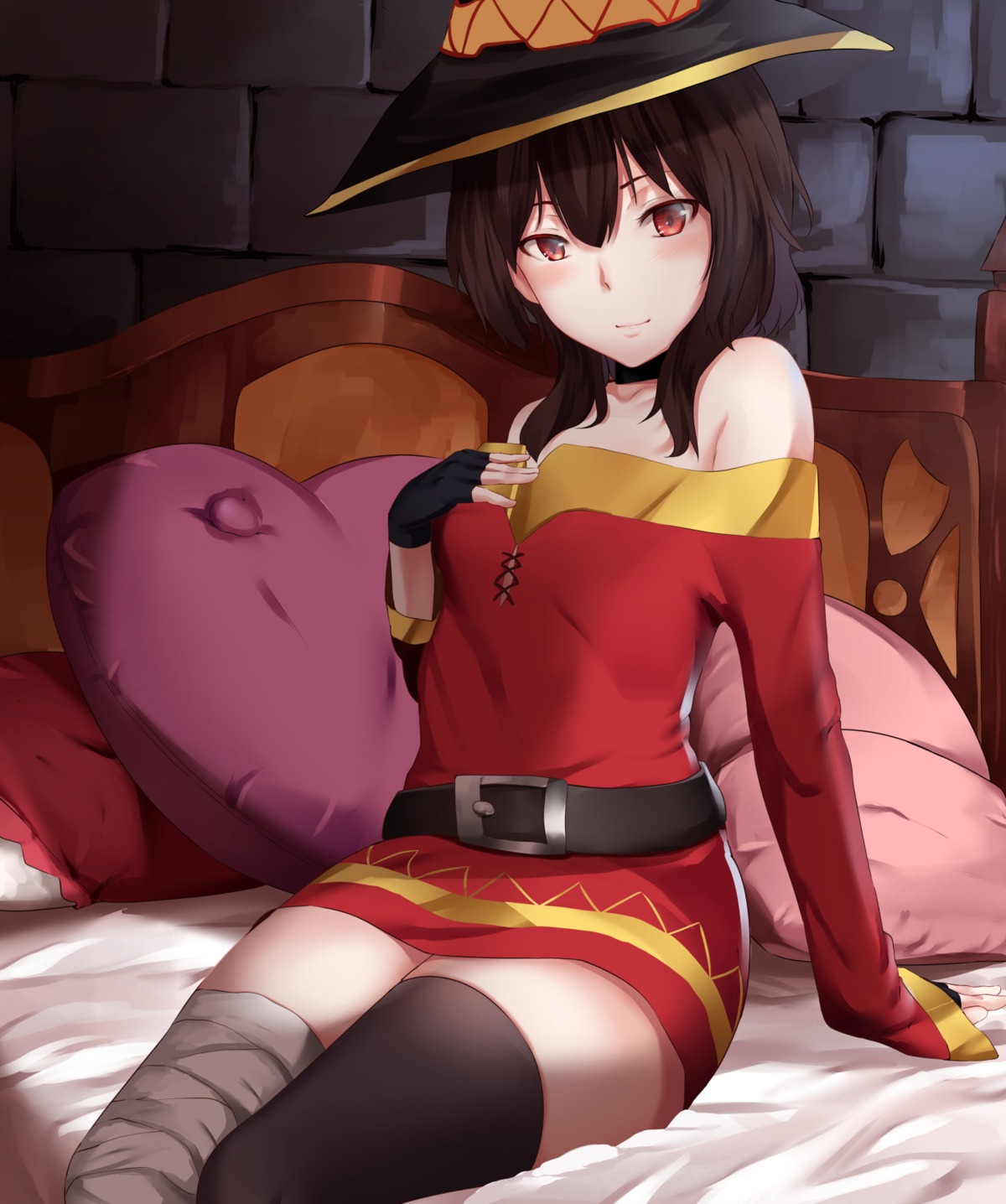 bandages dress kono_subarashii_sekai_ni_shukufuku_wo! megumin mengo thighhighs witch