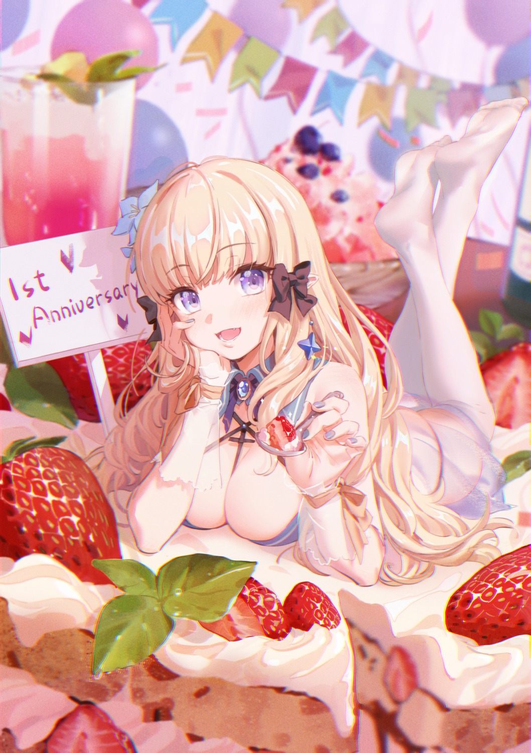 feet hei_yan-m82a1 no_bra princess_connect princess_connect!_re:dive sasaki_saren see_through thighhighs