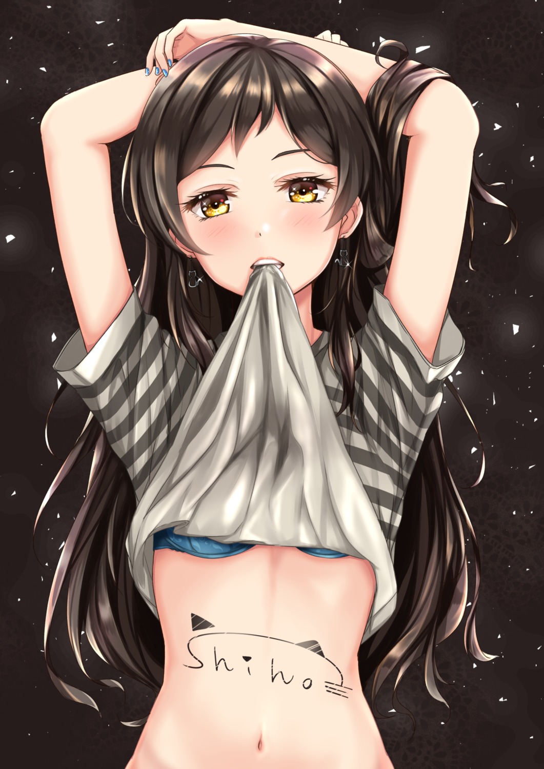 bra kitazawa_shiho shirt_lift tattoo the_idolm@ster the_idolm@ster_million_live! yuzuyu_(hyui)