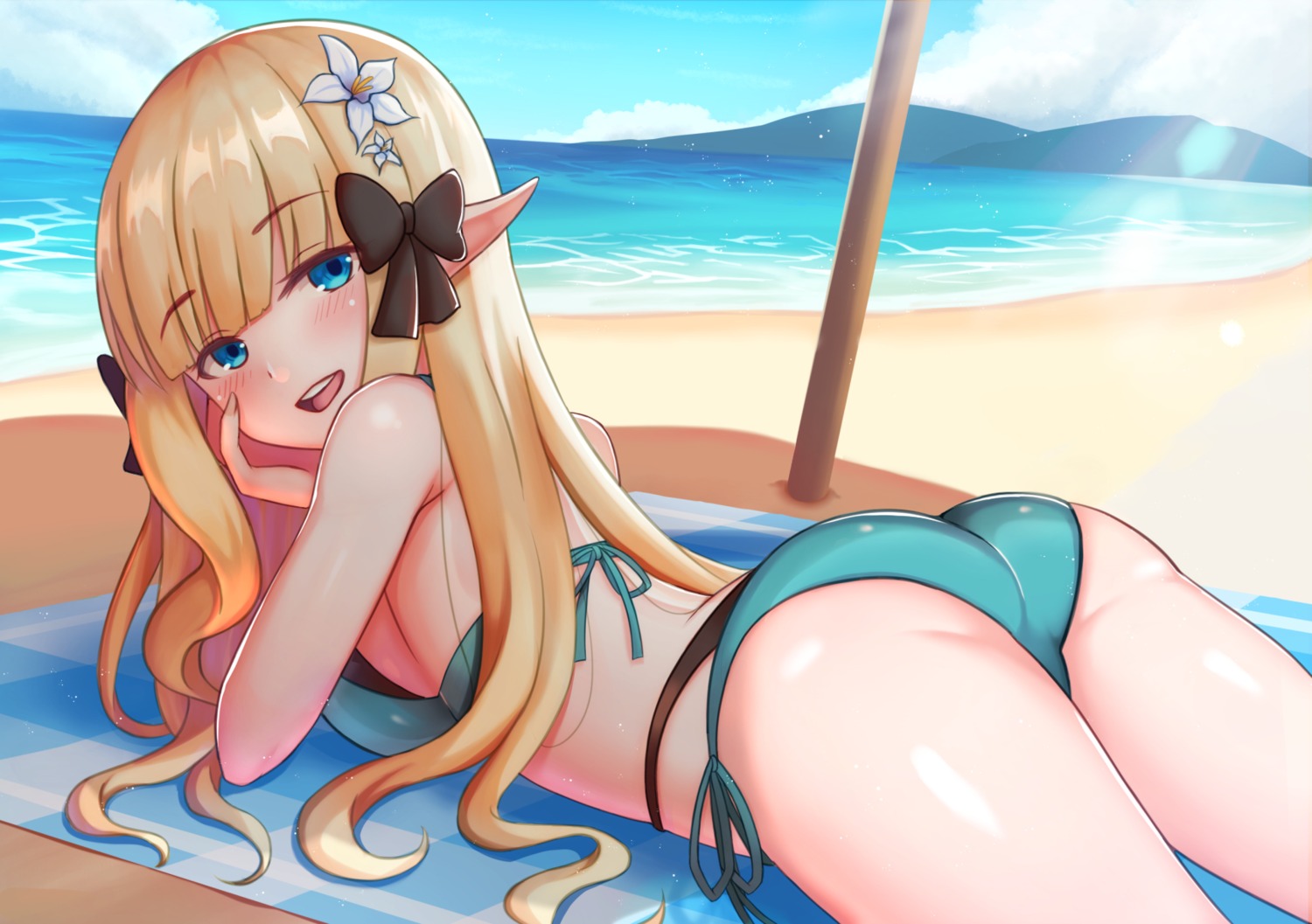 ass bikini lunarscent pointy_ears princess_connect princess_connect!_re:dive sasaki_saren swimsuits