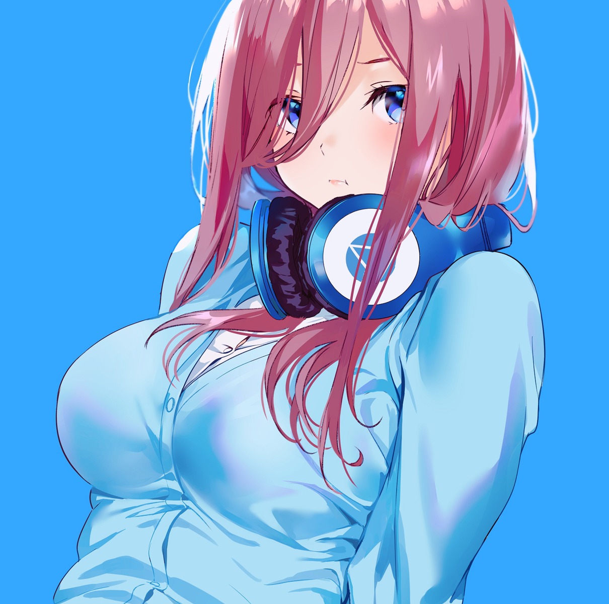 5-toubun_no_hanayome headphones mery_(yangmalgage) nakano_miku seifuku sweater