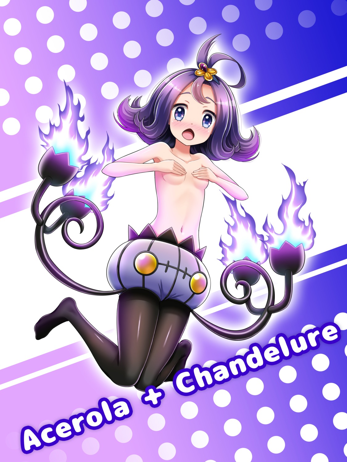 acerola_(pokemon) bloomers bluebird_(bluebird90) breast_hold cosplay loli pantyhose pokemon pokemon_sm pokemon_usum topless