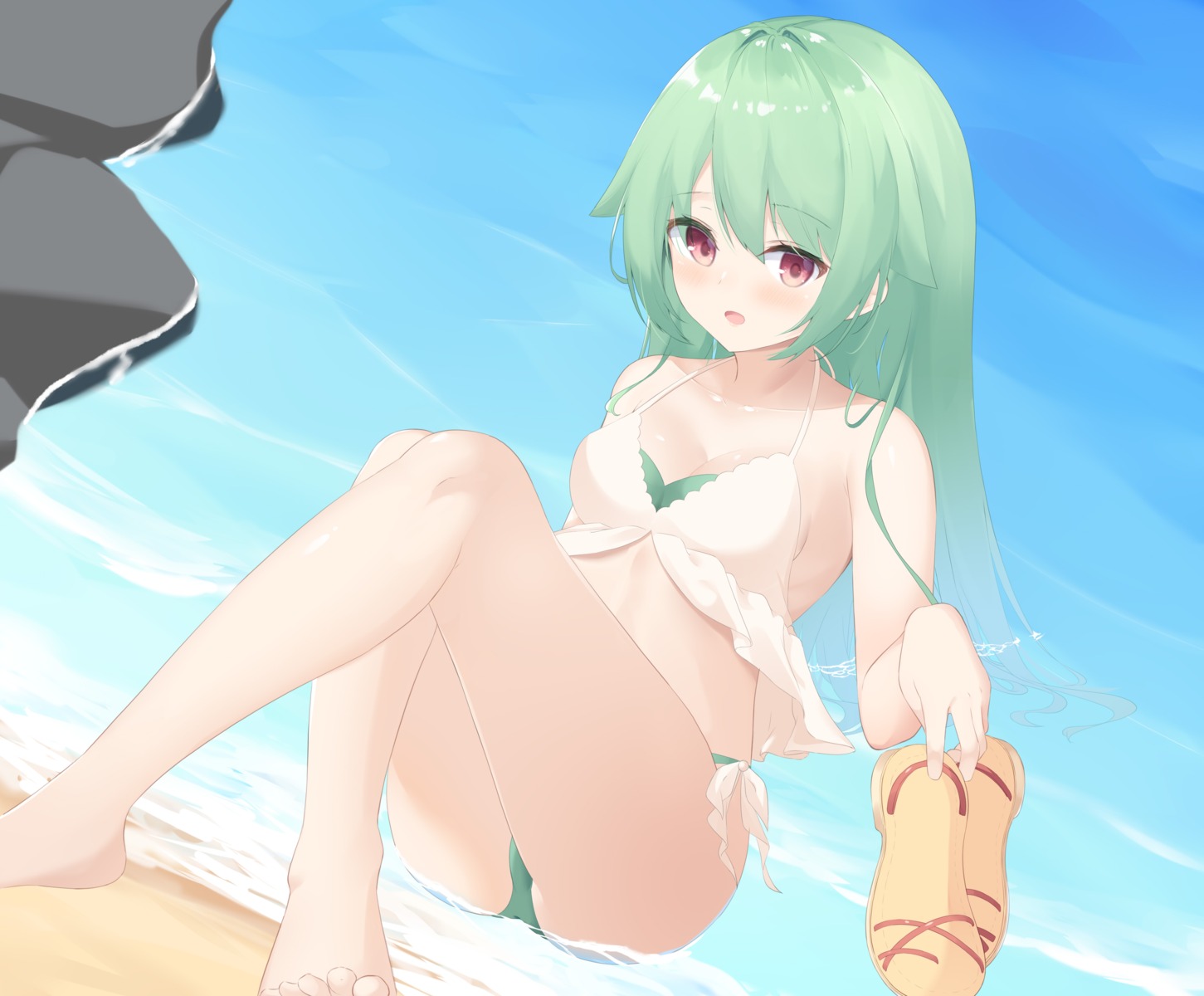 bikini cleavage feet roido_(taniko-t-1218) swimsuits wet