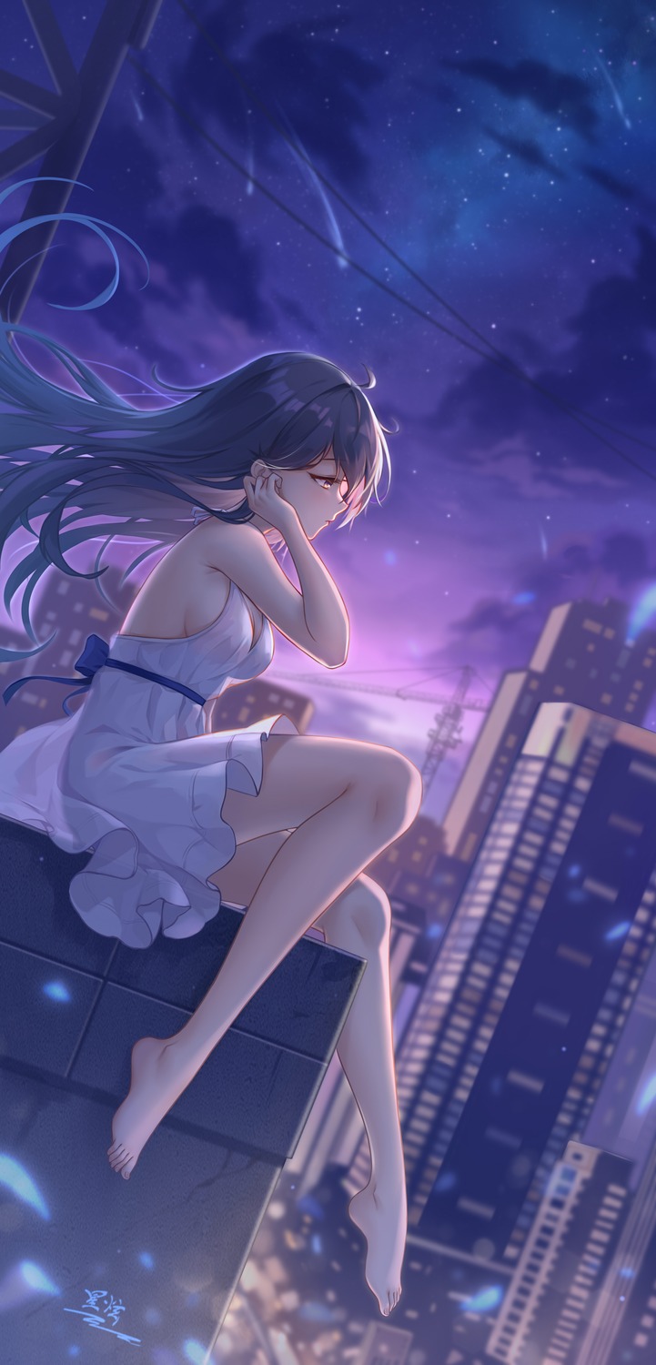 dress feet no_bra see_through summer_dress yelan_xing_xuan