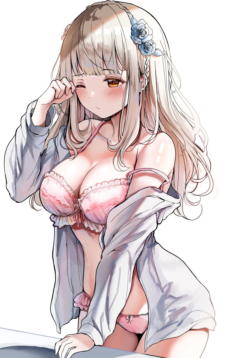 bra cameltoe dress_shirt open_shirt pantsu sak