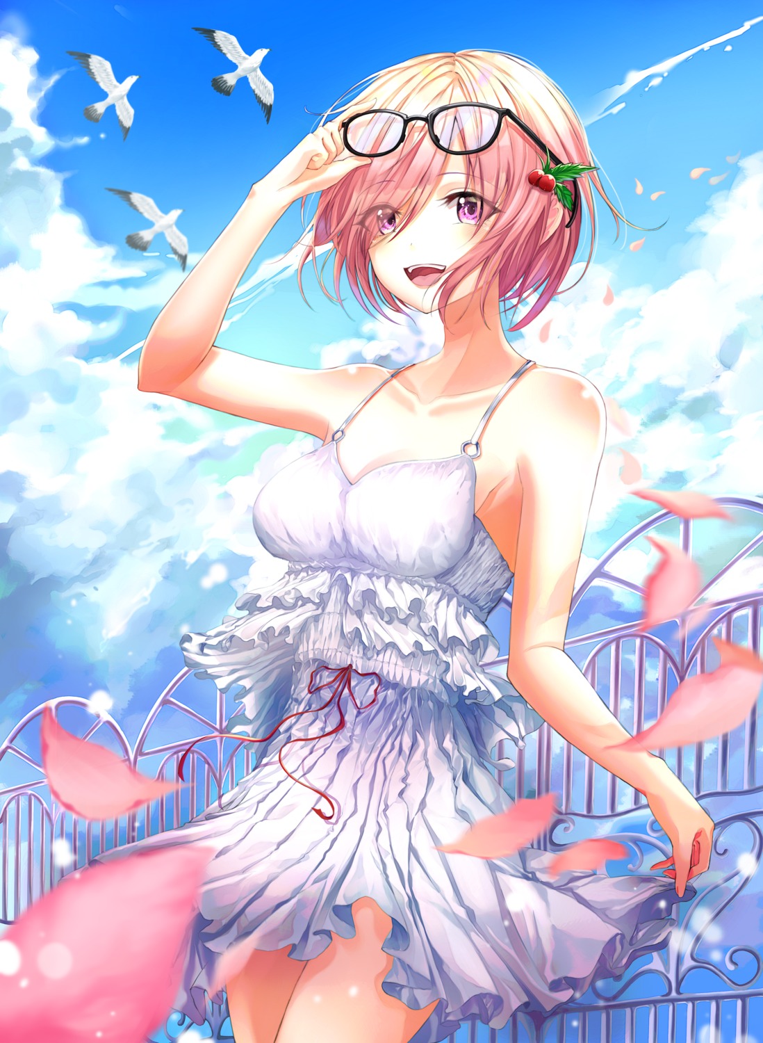 cleavage csc00014 dress fate/grand_order mash_kyrielight megane skirt_lift summer_dress