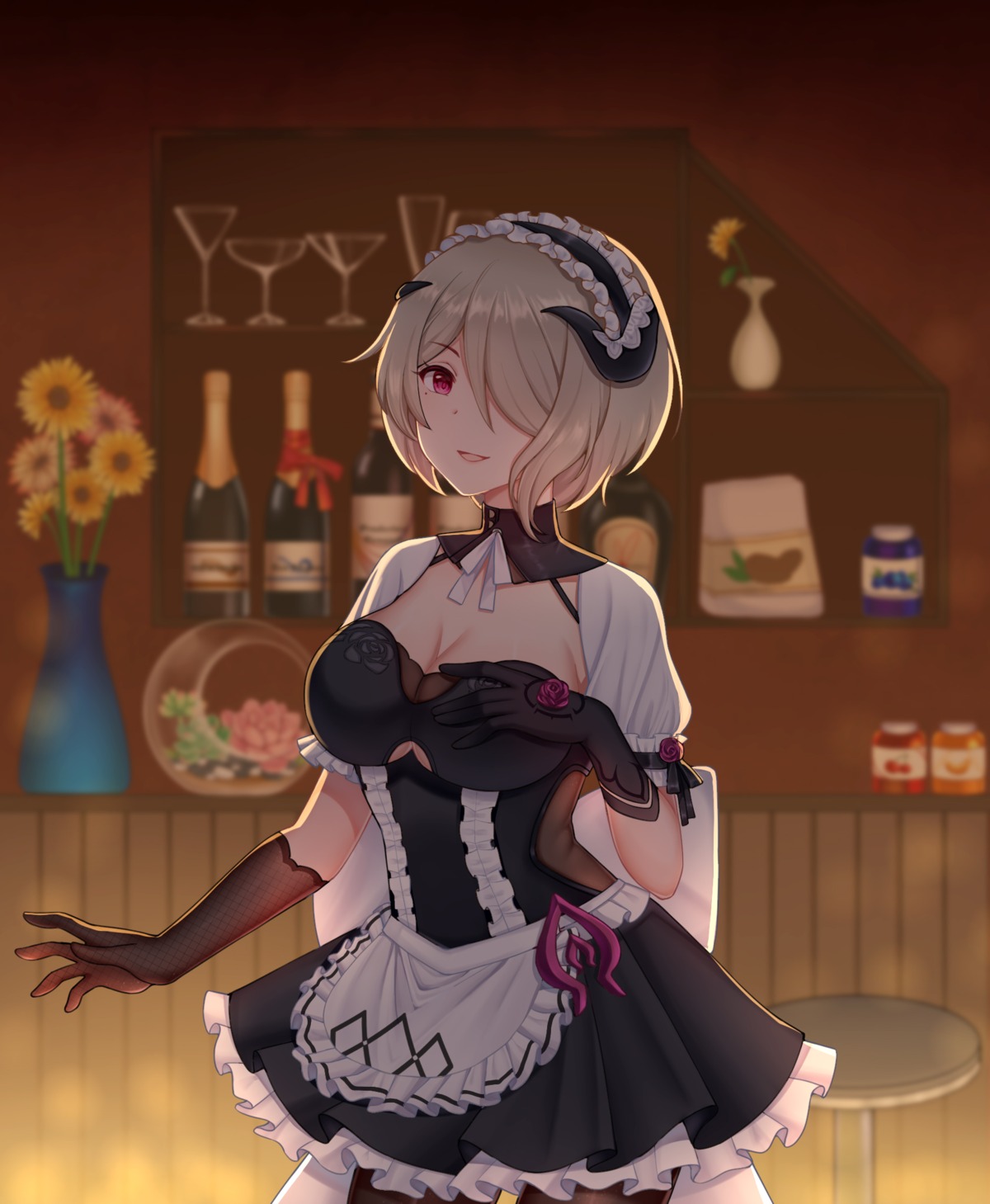 benghuai_xueyuan cleavage honkai_impact horns maid pantyhose rita_rossweisse tagme