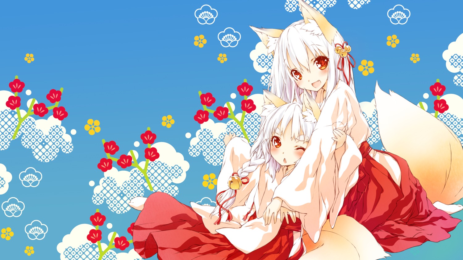 animal_ears miko saeki_thoma tail wallpaper