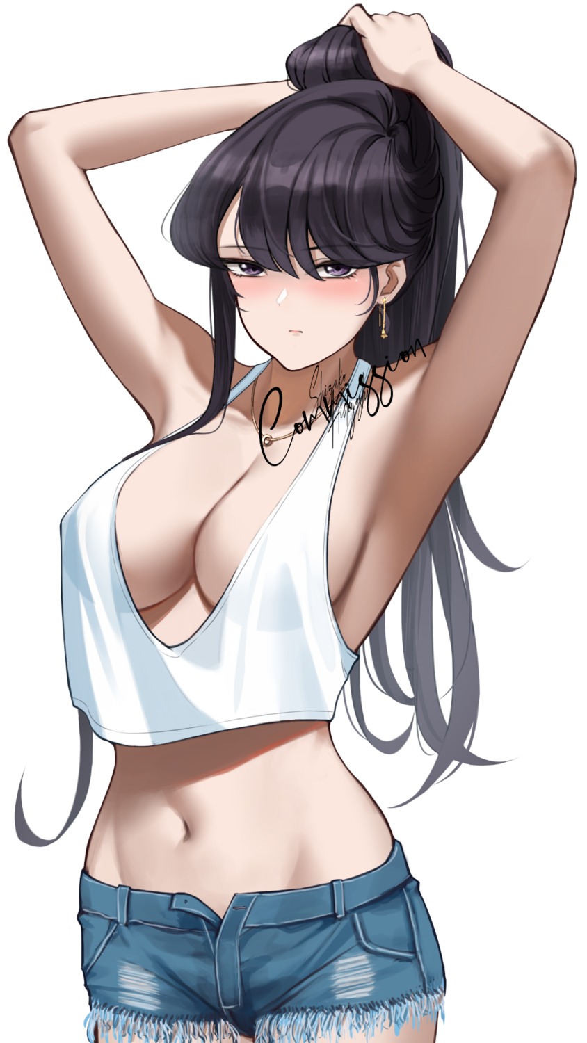 komi-san_wa_komyushou_desu. komi_shouko no_bra see_through shizuko_hideyoshi torn_clothes watermark