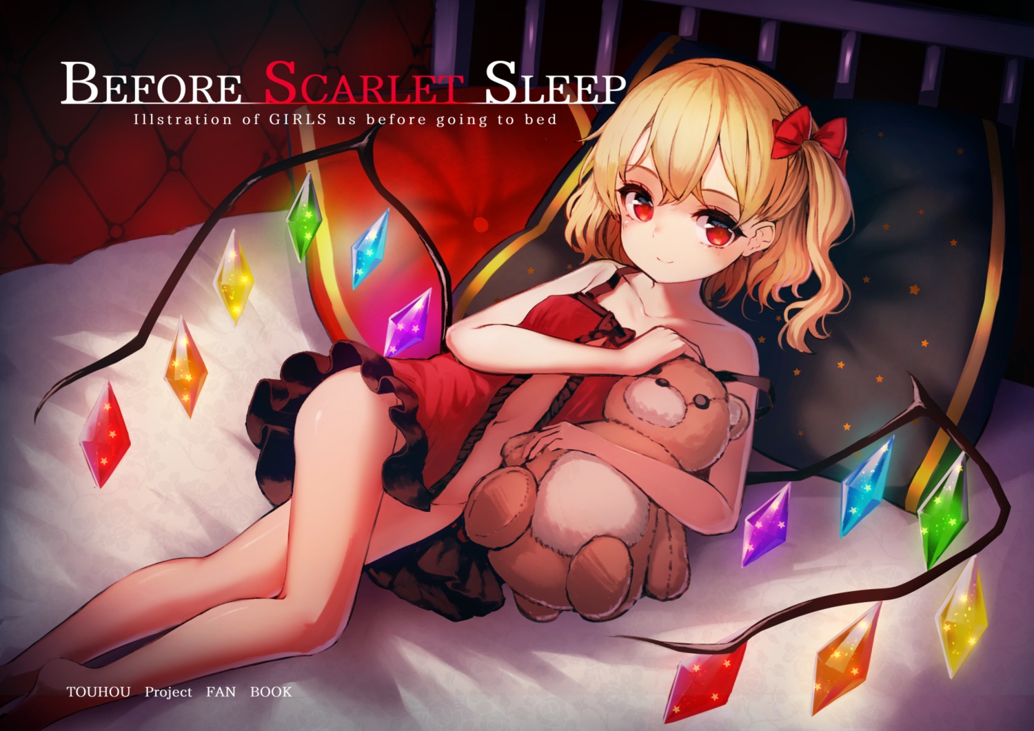 flandre_scarlet lingerie loli nopan open_shirt pyonsuke_(pyon2_mfg) touhou wings