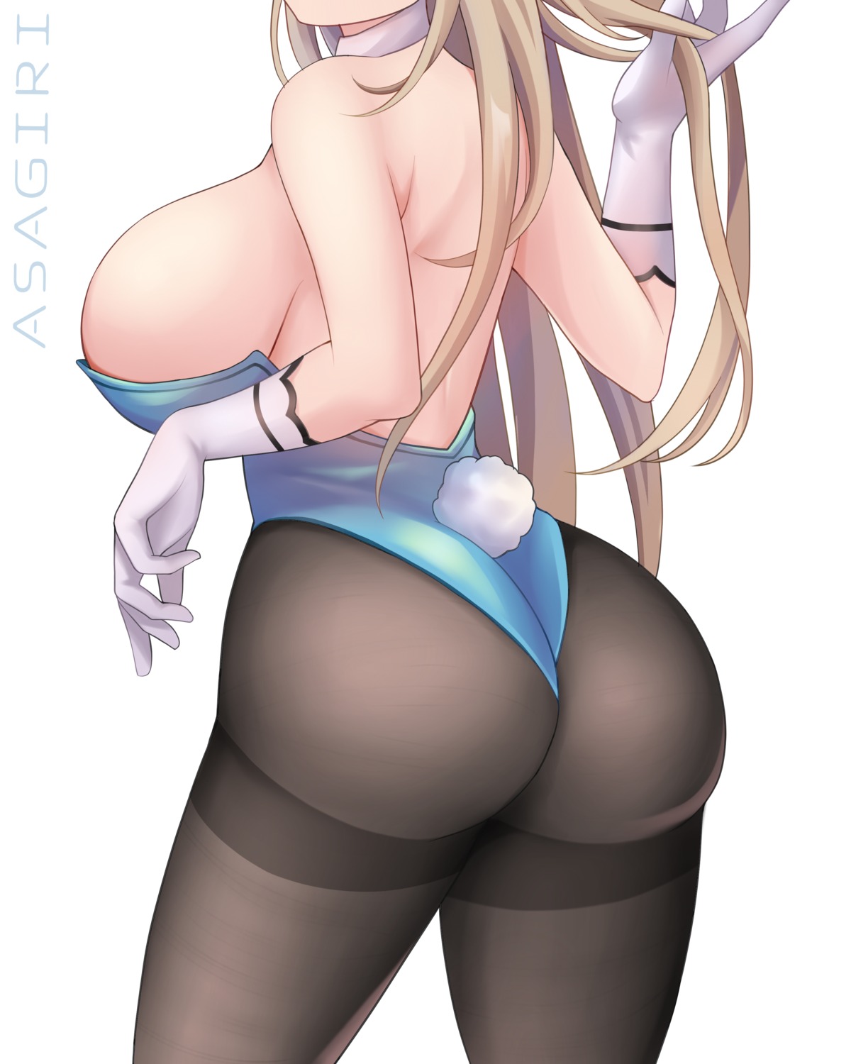 asagiri_ai ass blue_archive bunny_girl ichinose_asuna no_bra pantyhose tail