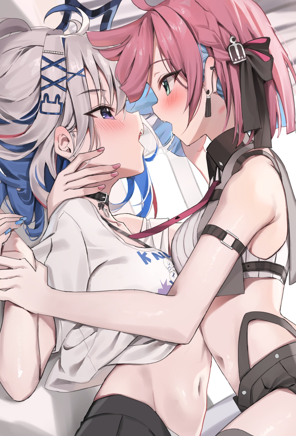 amane_kanata halo himemori_luna hololive kall_(wv0102) symmetrical_docking yuri