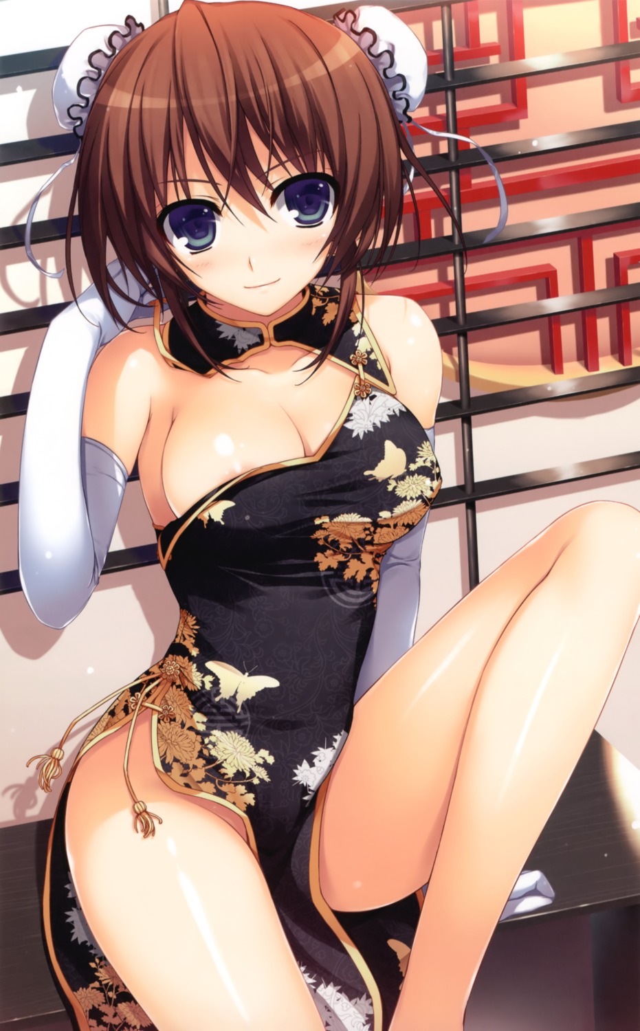 areola chinadress cleavage koi_de_wa_naku makishima_yumi no_bra nopan open_shirt shangri-la_smart tomose_shunsaku undressing