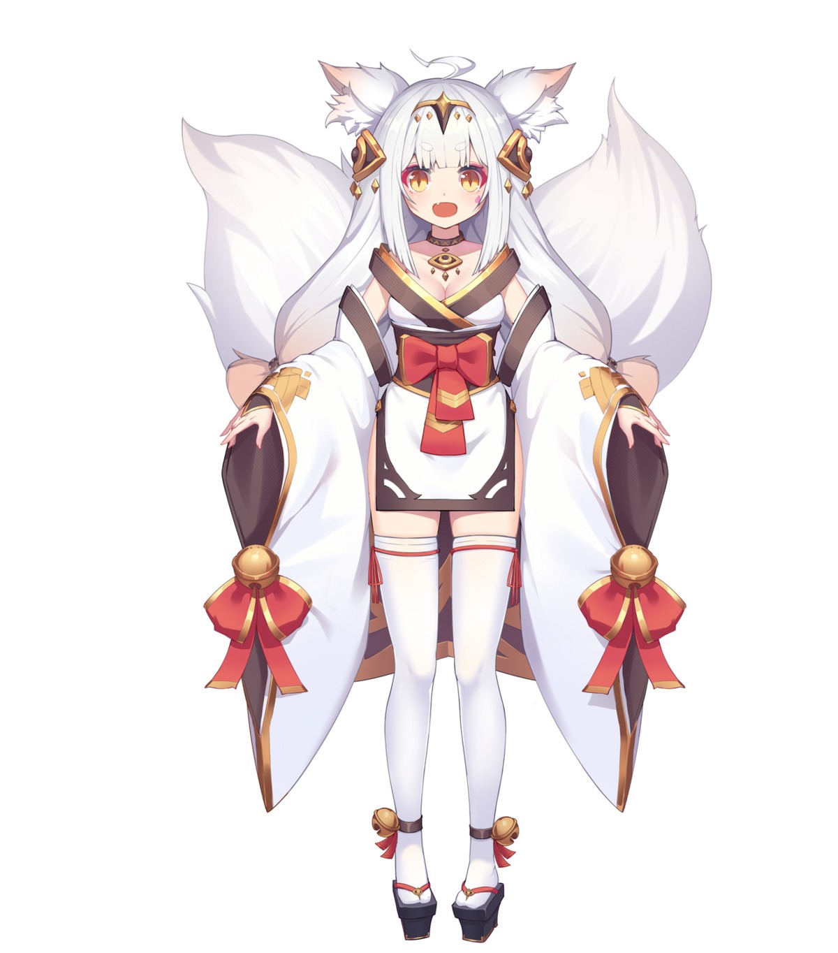 tifaices animal ears cleavage japanese clothes kitsune tail thighhighs ...
