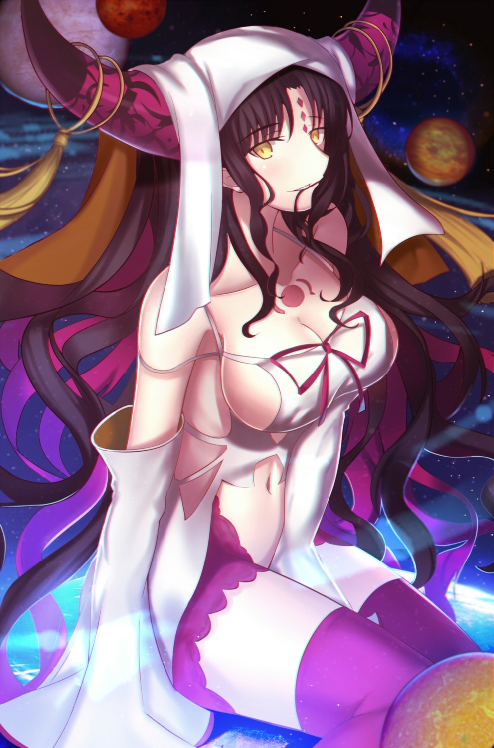 cameltoe cleavage fate/extra fate/extra_ccc fate/grand_order fate/stay_night horns no_bra paperfinger sessyoin_kiara tattoo thighhighs