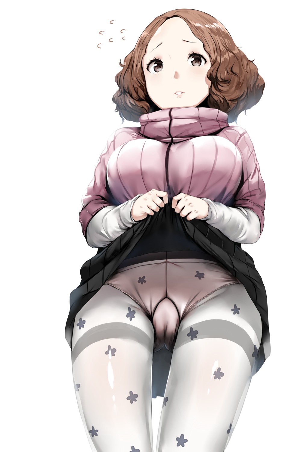 cameltoe hews okumura_haru pantsu pantyhose persona_5 skirt_lift sweater