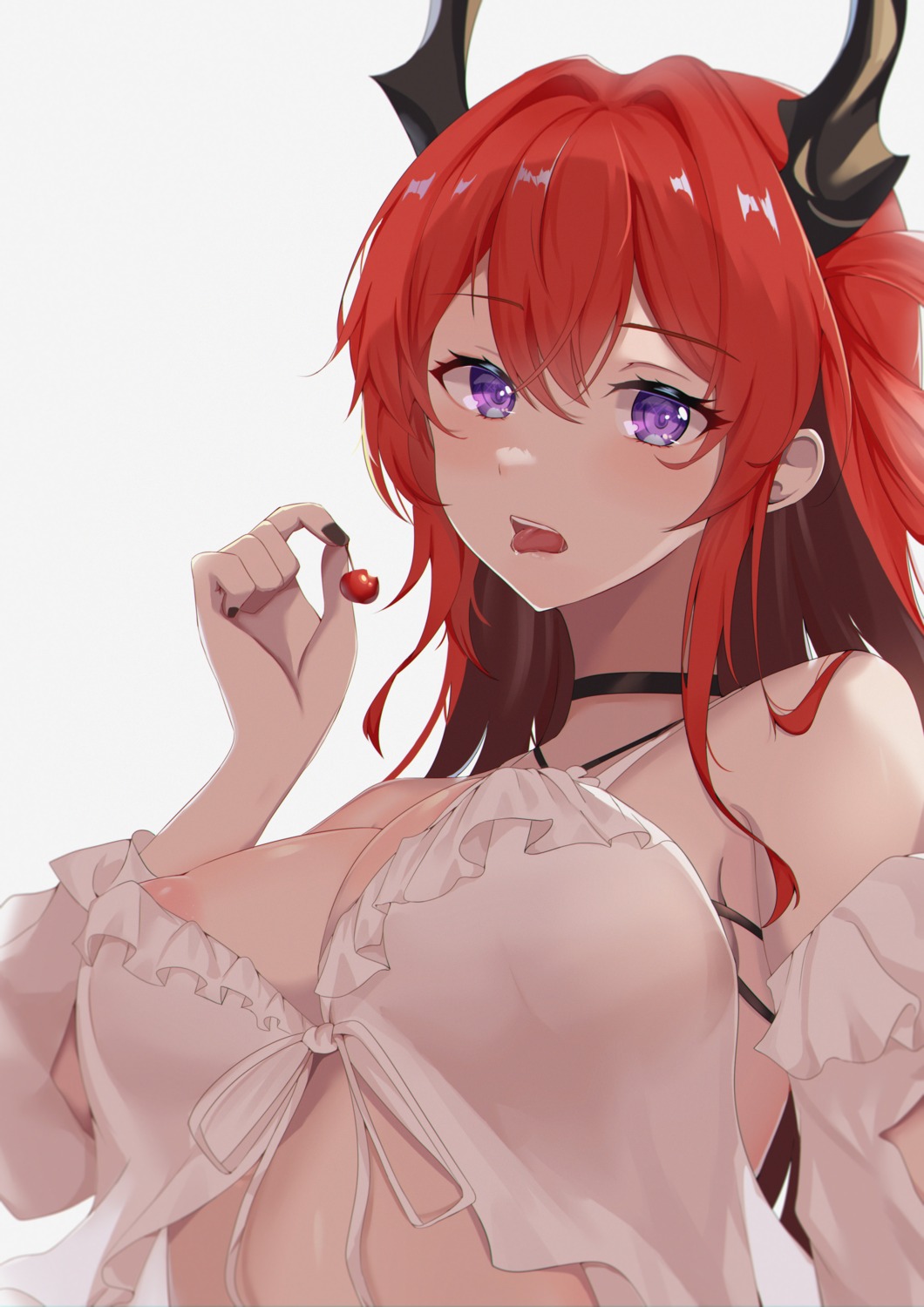 areola arknights erect_nipples horns lingerie no_bra see_through surtr_(arknights) theos