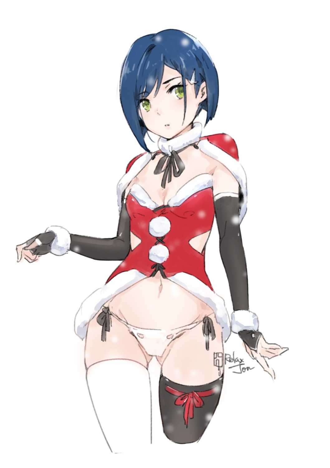 christmas cleavage darling_in_the_franxx ichigo_(darling_in_the_franxx) pantsu relaxjon thighhighs