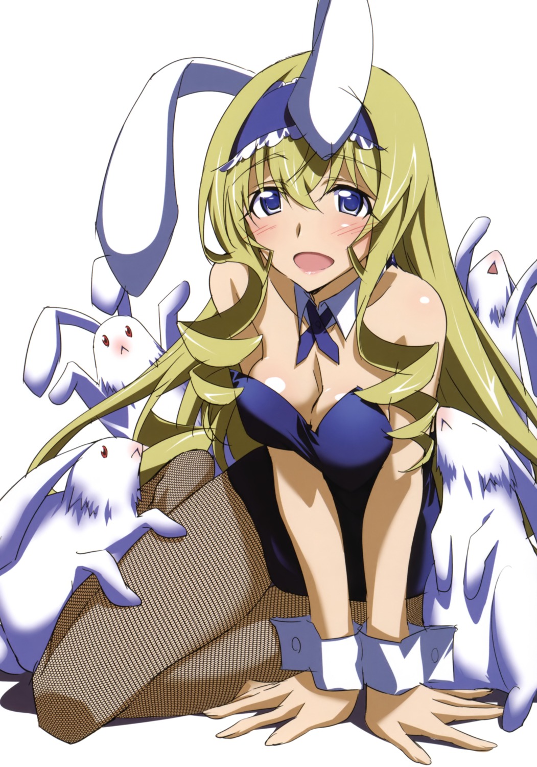 animal_ears bunny_ears bunny_girl cecilia_alcott cleavage fishnets infinite_stratos kurashima_tomoyasu pantyhose