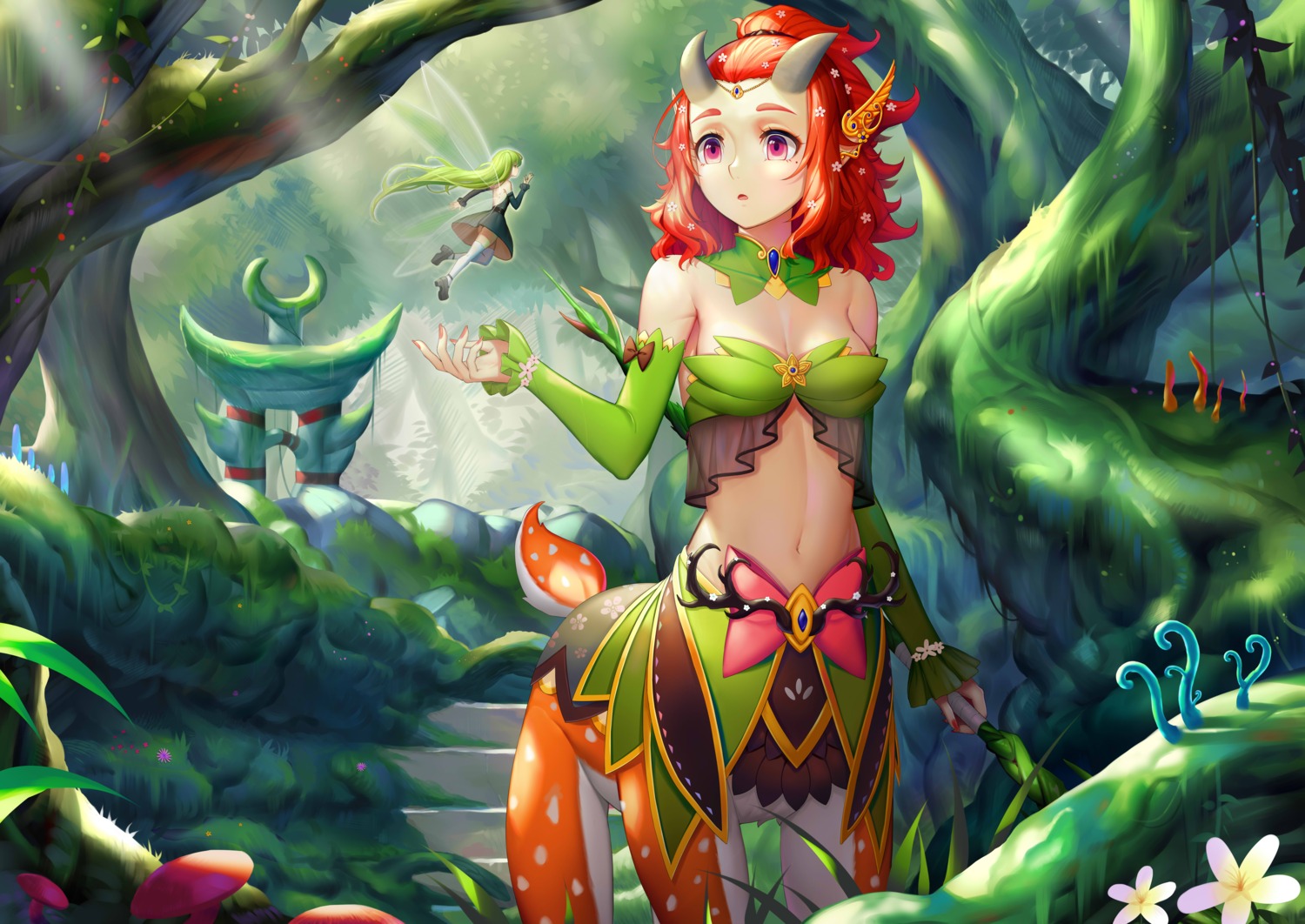 bikini_top cleavage defense_of_the_ancients dress enchantress_(dota) fairy heels horns monster_girl see_through sonikey0_0 swimsuits thighhighs wings