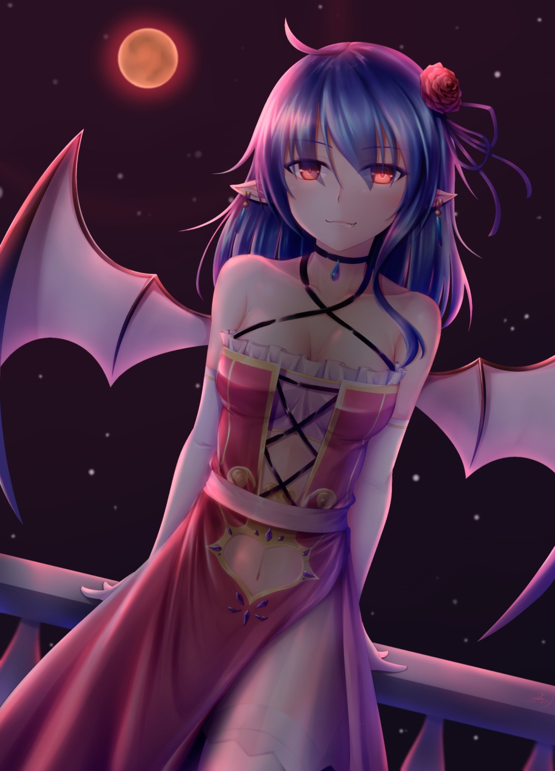 cleavage dress pointy_ears remilia_scarlet seiya_(iiseven) thighhighs touhou wings