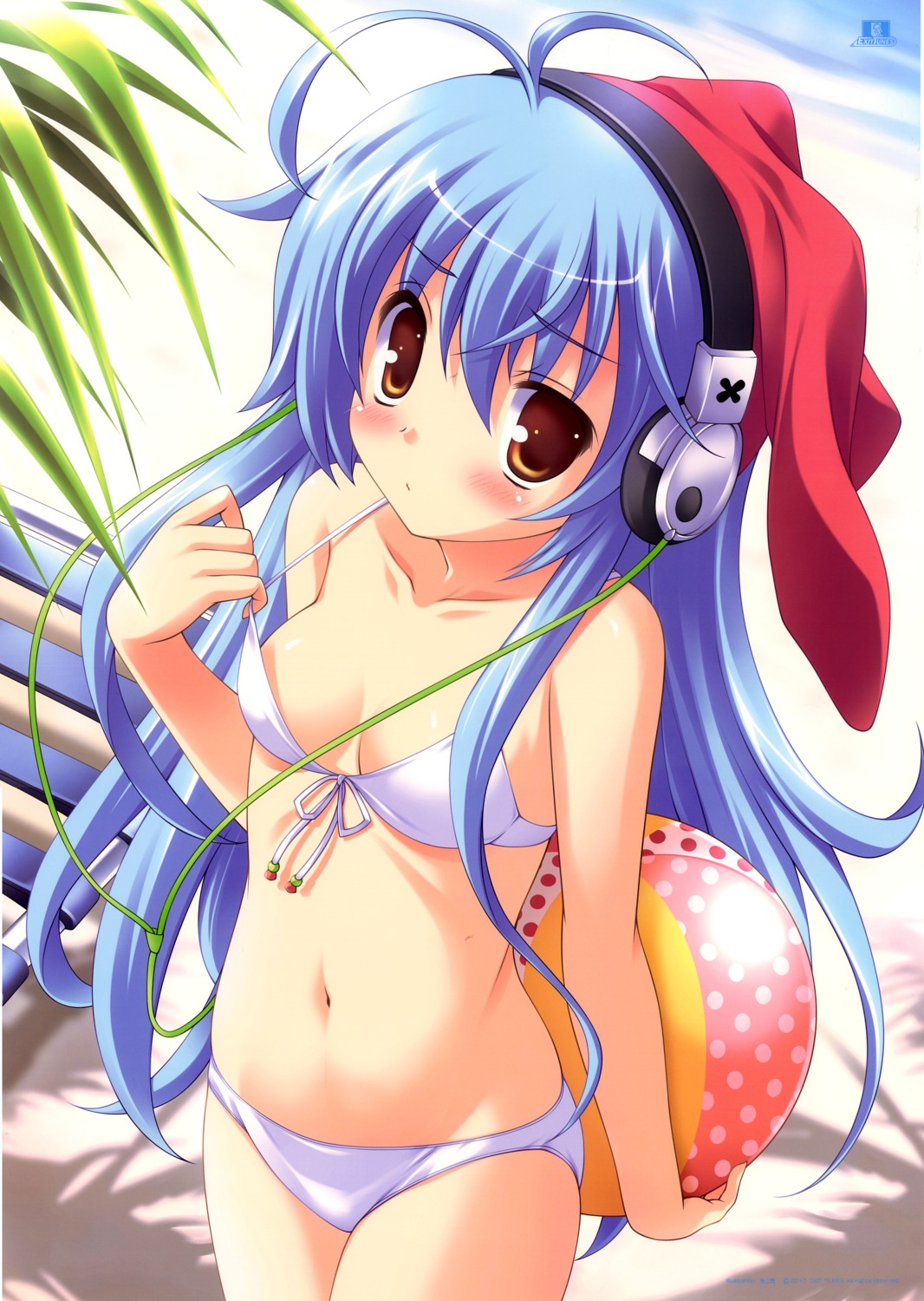 bikini cleavage exit_tunes headphones ikegami_akane swimsuits