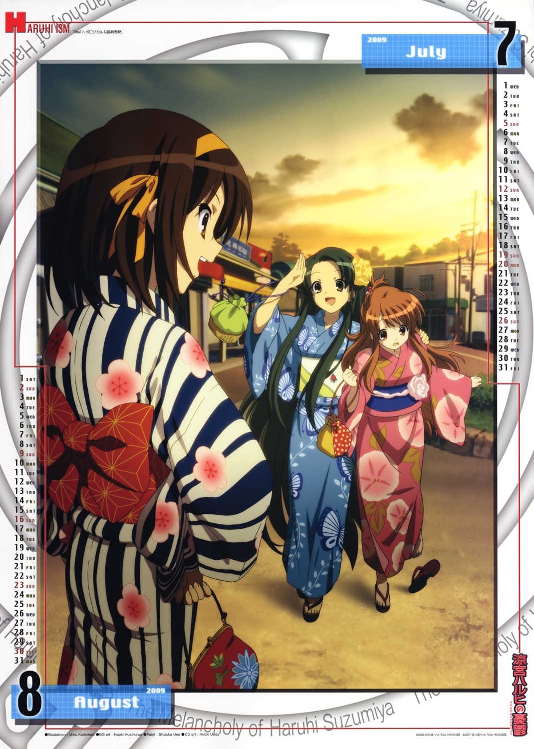 asahina_mikuru calendar kadowaki_miku suzumiya_haruhi suzumiya_haruhi_no_yuuutsu tsuruya yukata