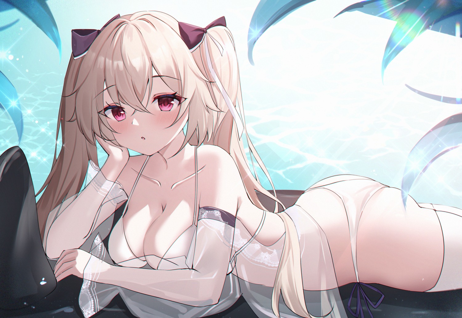 anchorage_(azur_lane) azur_lane bikini see_through swimsuits thighhighs usagi_(786113654)